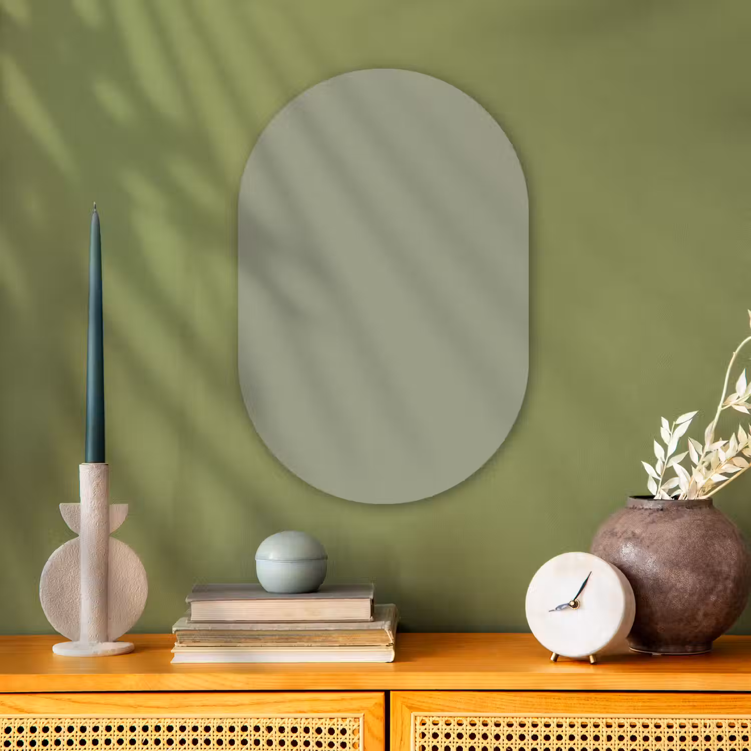 Sage - Mist - Groen Wandcirkel Ovaal Forex klein 630 -sfeer2