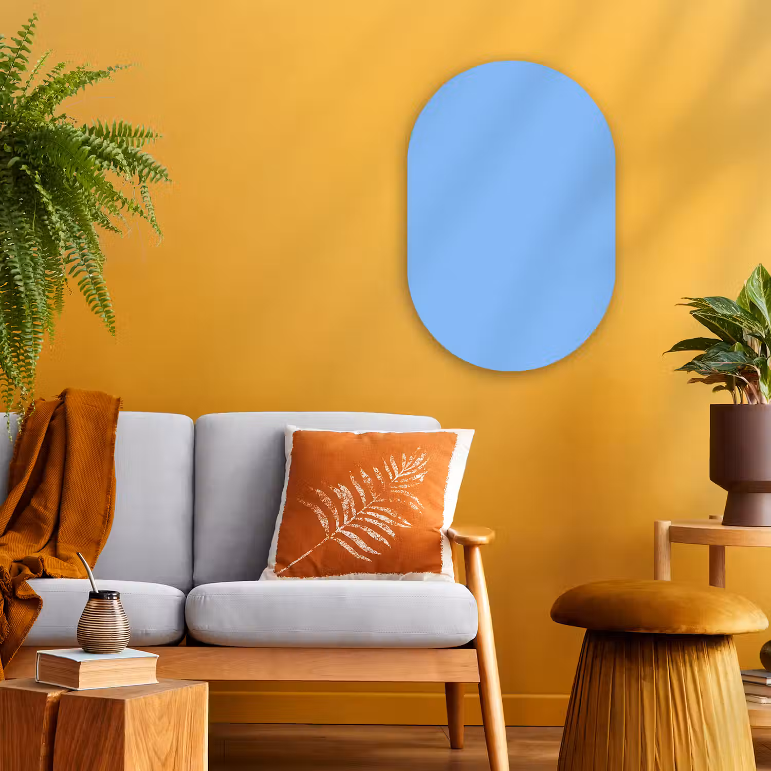 Sky - Glow - Blauw Wandcirkel Ovaal Forex klein 630 -sfeer4