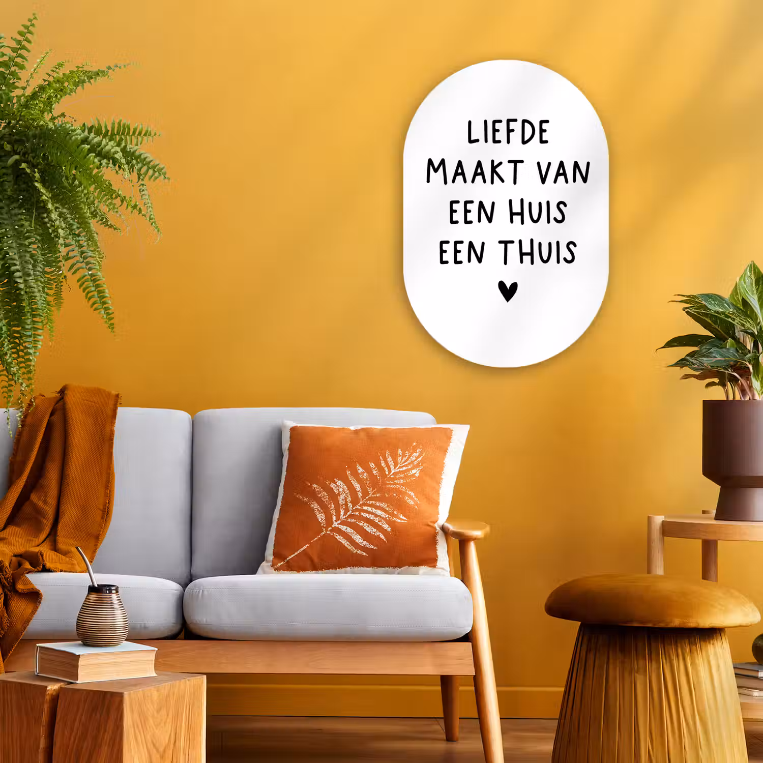 Spreuken - Quotes - Liefde maakt van een huis een thuis Wandcirkel Ovaal Forex klein -sfeer4