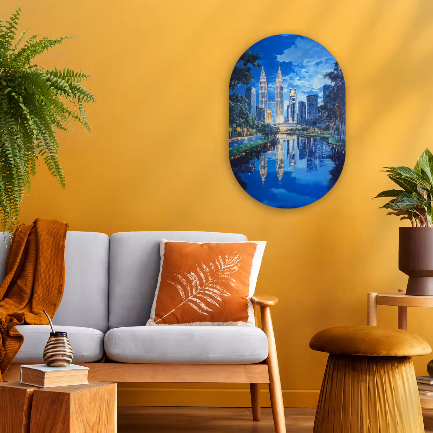 Stad Kuala Lumpur - Skyline - Wolkenkrabbers - Water Wandcirkel Ovaal Forex klein -sfeer4