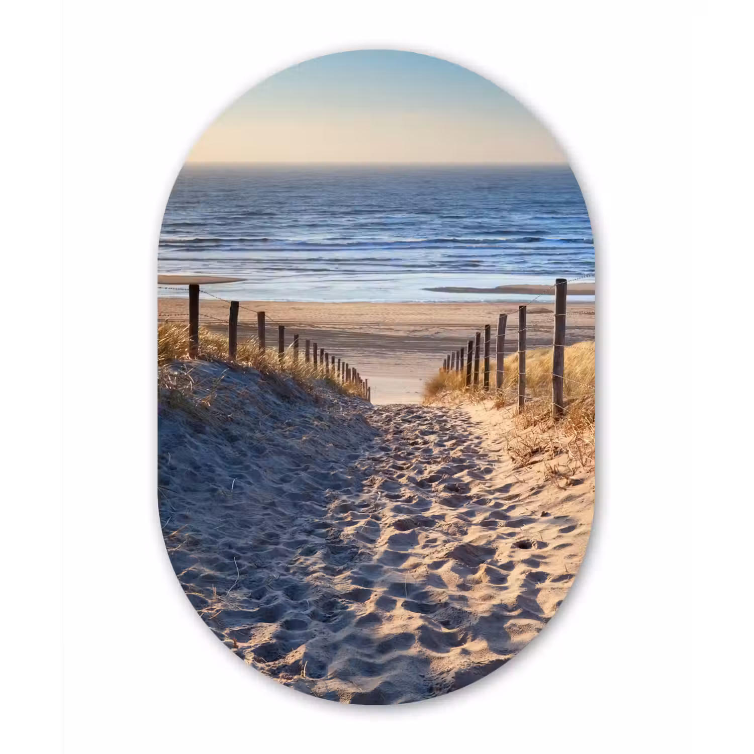 Strand - Zee - Nederland - Duinen - Zon Wandcirkel Ovaal Forex klein -3d