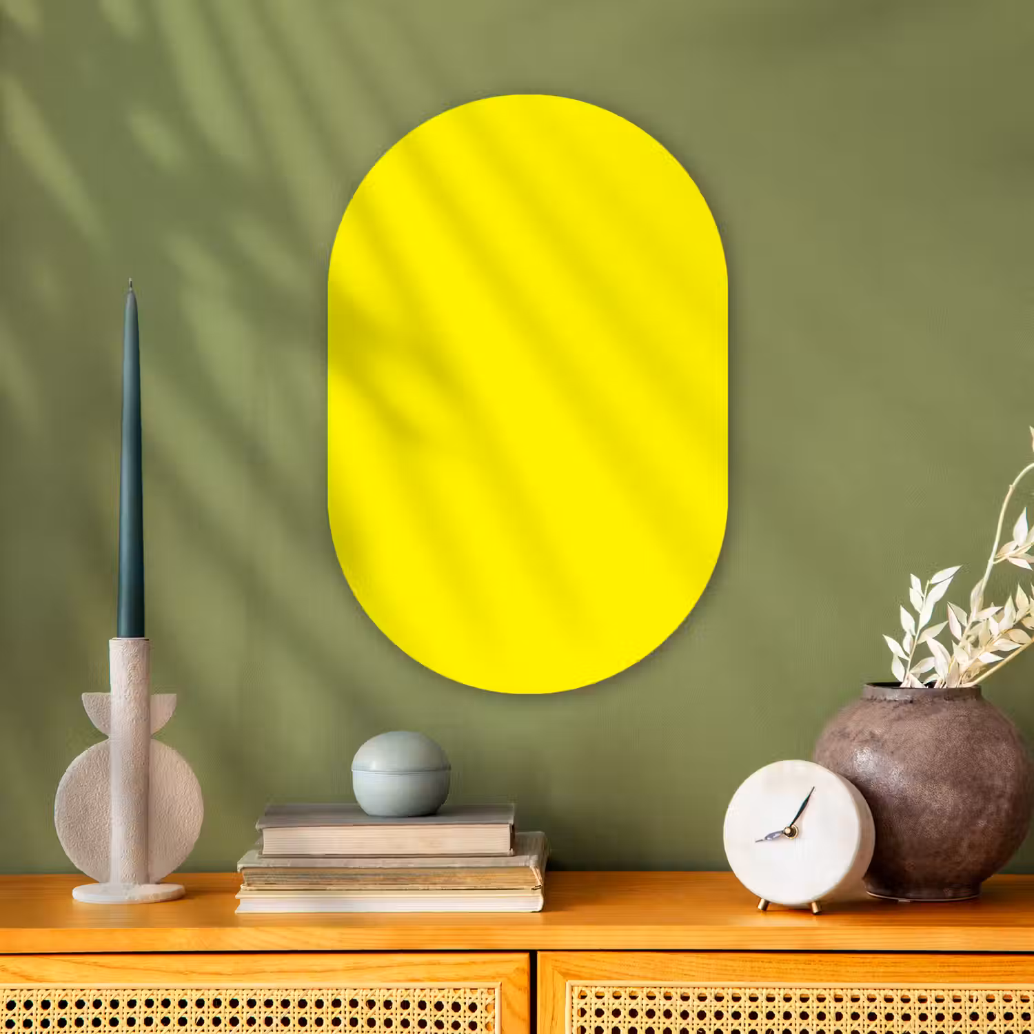 Sunshine - Glow - Geel Wandcirkel Ovaal Forex klein 630 -sfeer2