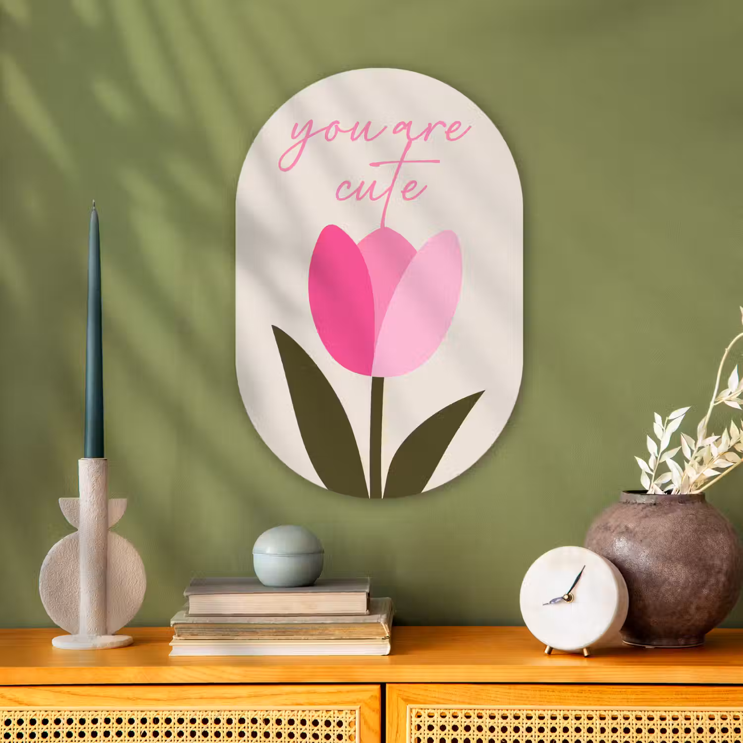 Tulp - Roze - Valentijn - Bloem Wandcirkel Ovaal Forex klein -sfeer2