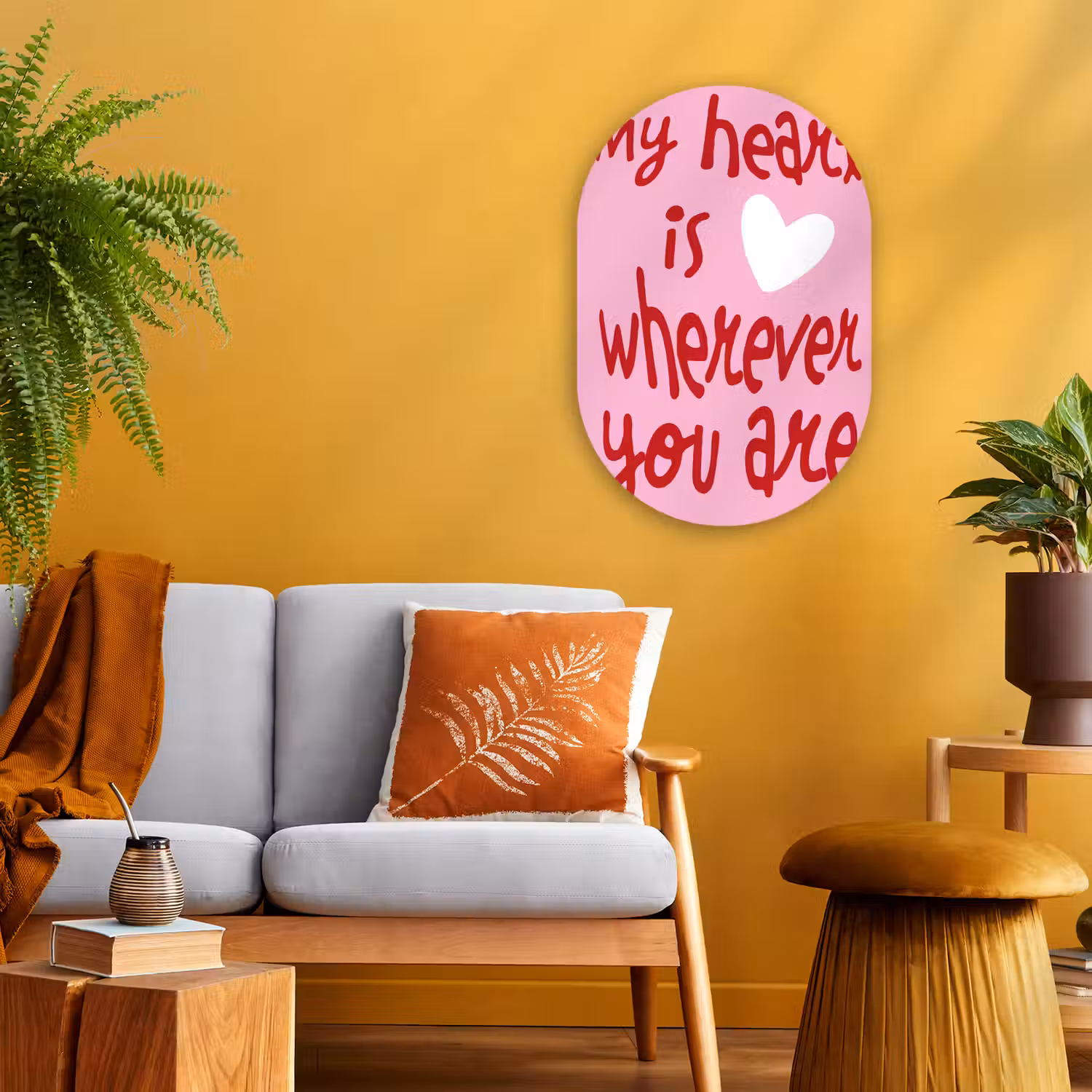 Valentijn - Hart - Liefde - Roze Wandcirkel Ovaal Forex klein -sfeer4