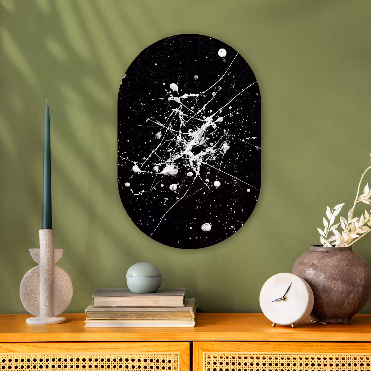 Verfspatten - Wit - Abstract - Explosie Wandcirkel Ovaal Forex klein -sfeer2