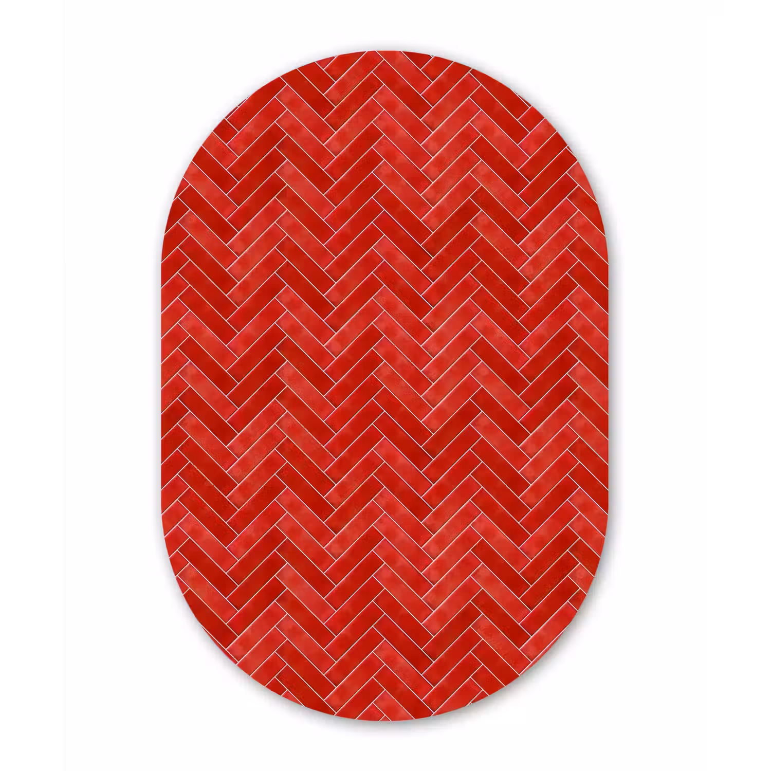 Visgraat - Tegel - Rood Wandcirkel Ovaal Forex klein 630 -3d