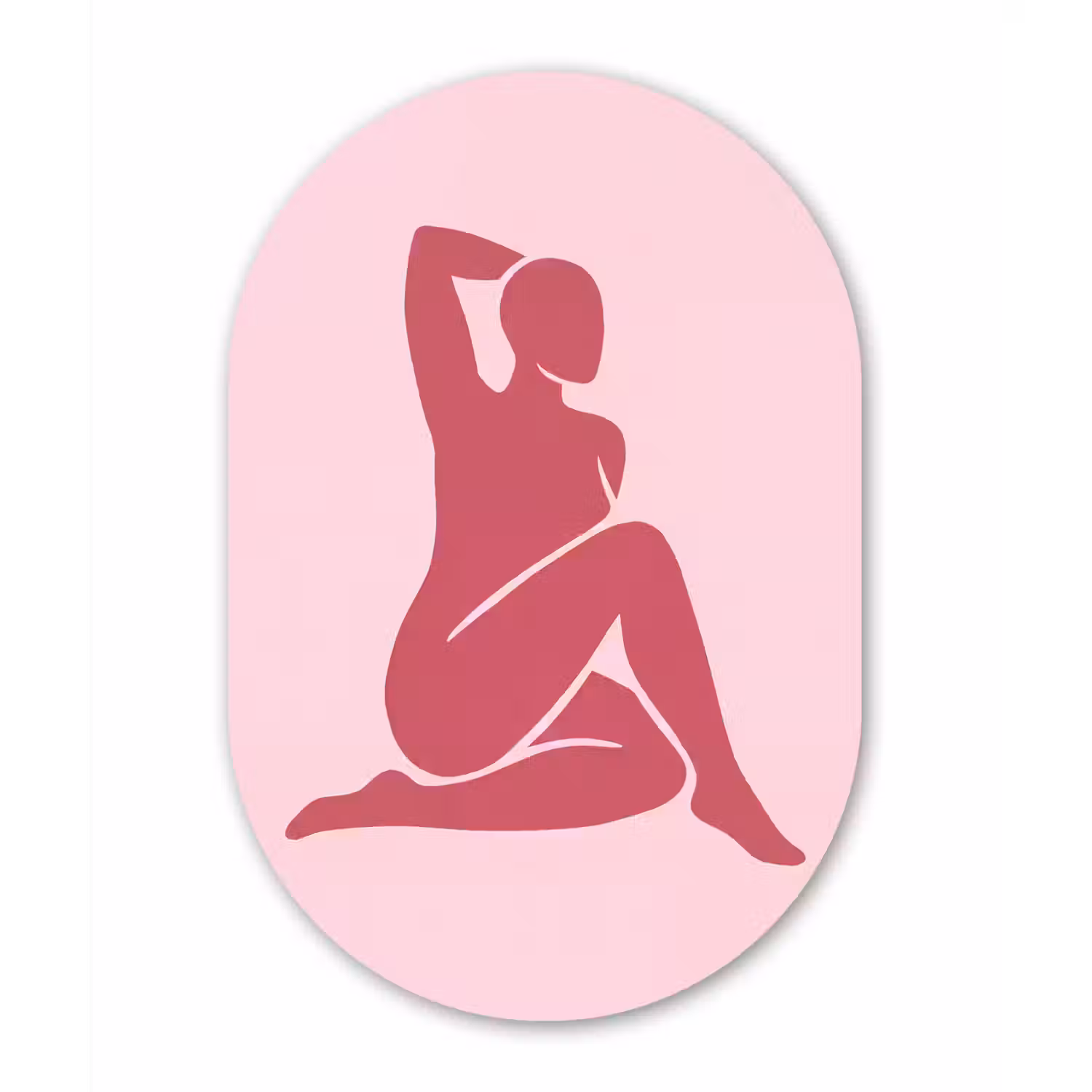 Vrouw - Silhouet - Abstract - Modern - Roze Wandcirkel Ovaal Forex klein -3d