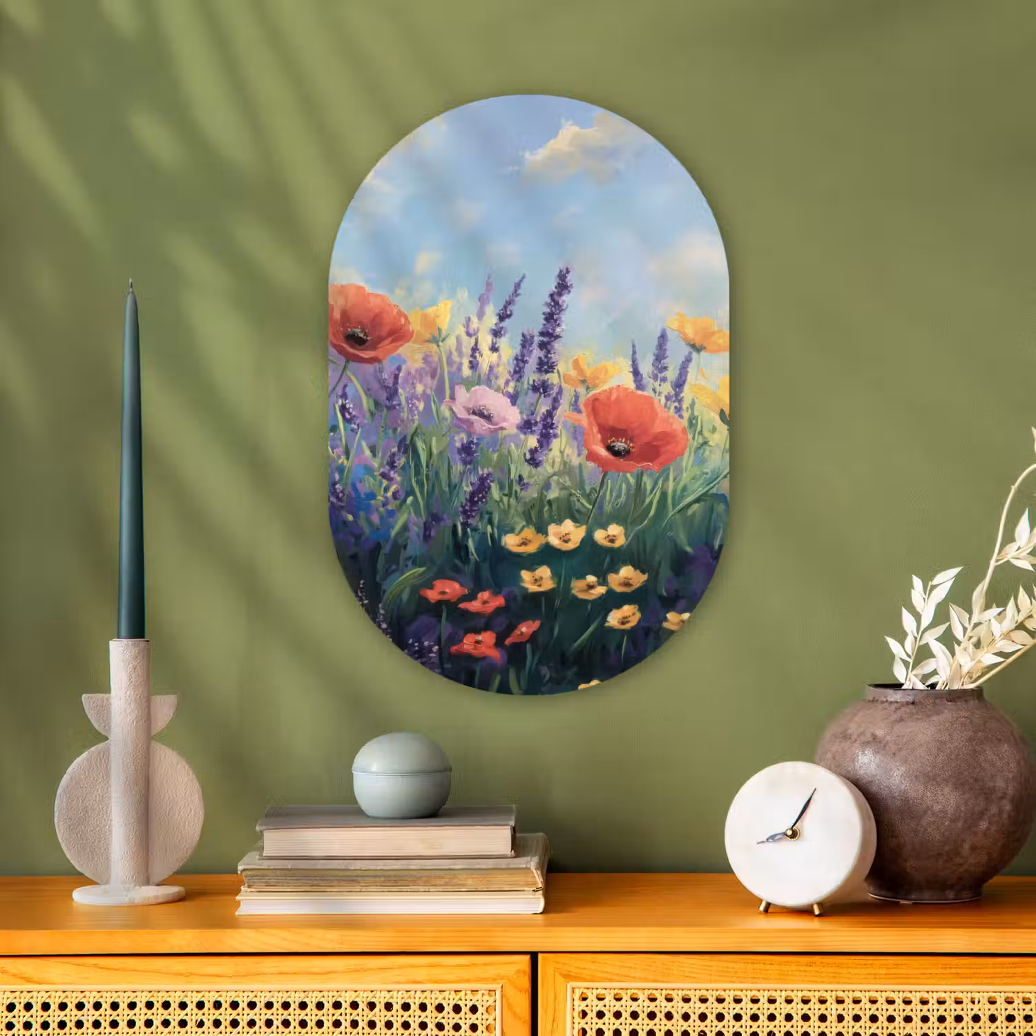 Weide - Bloemen - Kleurrijk Wandcirkel Ovaal Forex klein -sfeer2