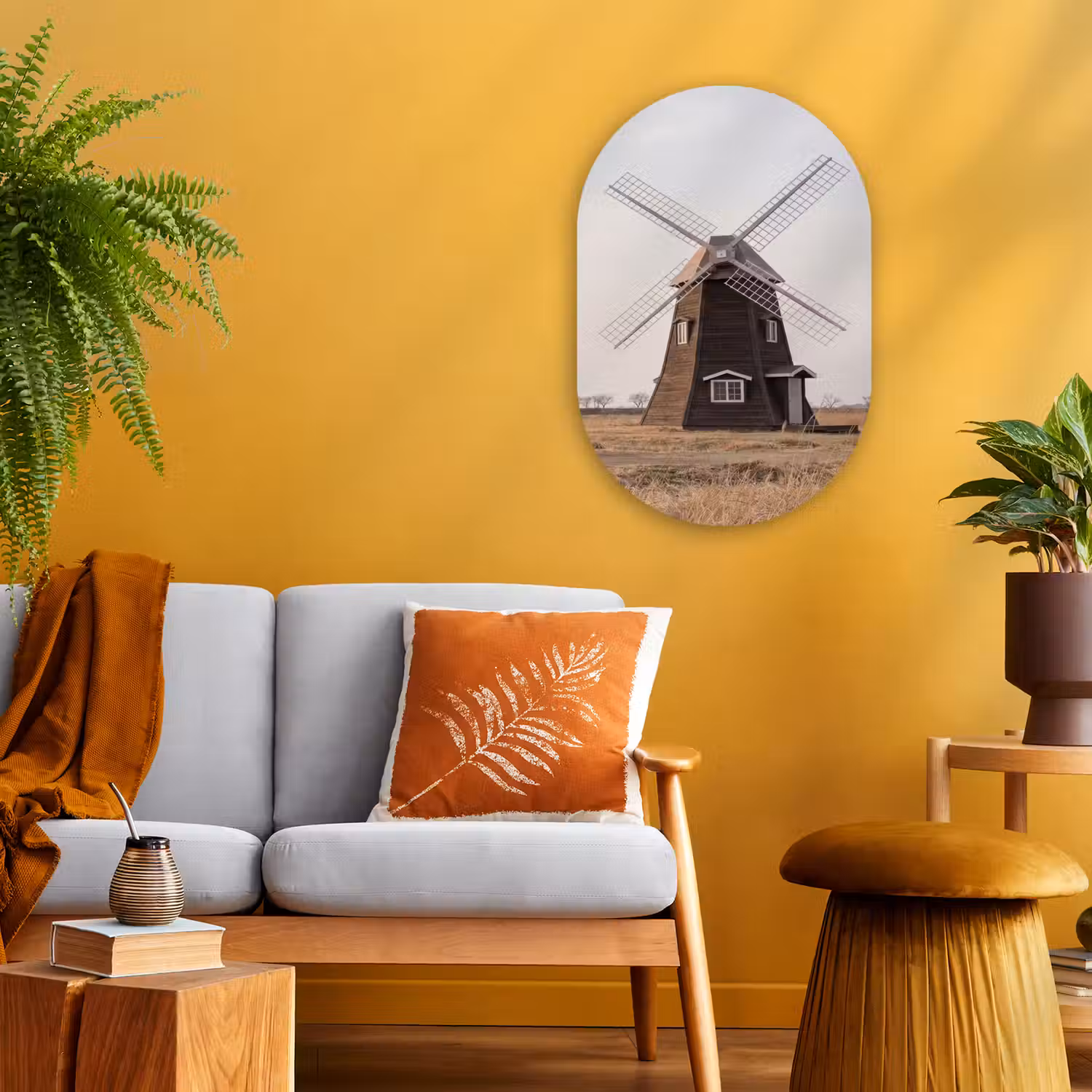 Windmolens - Landschap - Veld Wandcirkel Ovaal Forex klein -sfeer4
