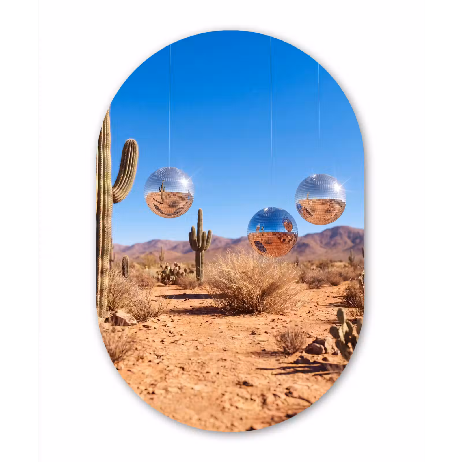 Muurovaal - Woestijn - Spiegelbal - Kunst - Woestijn - Spiegelbal - Kunst Wandcirkel Ovaal Forex klein