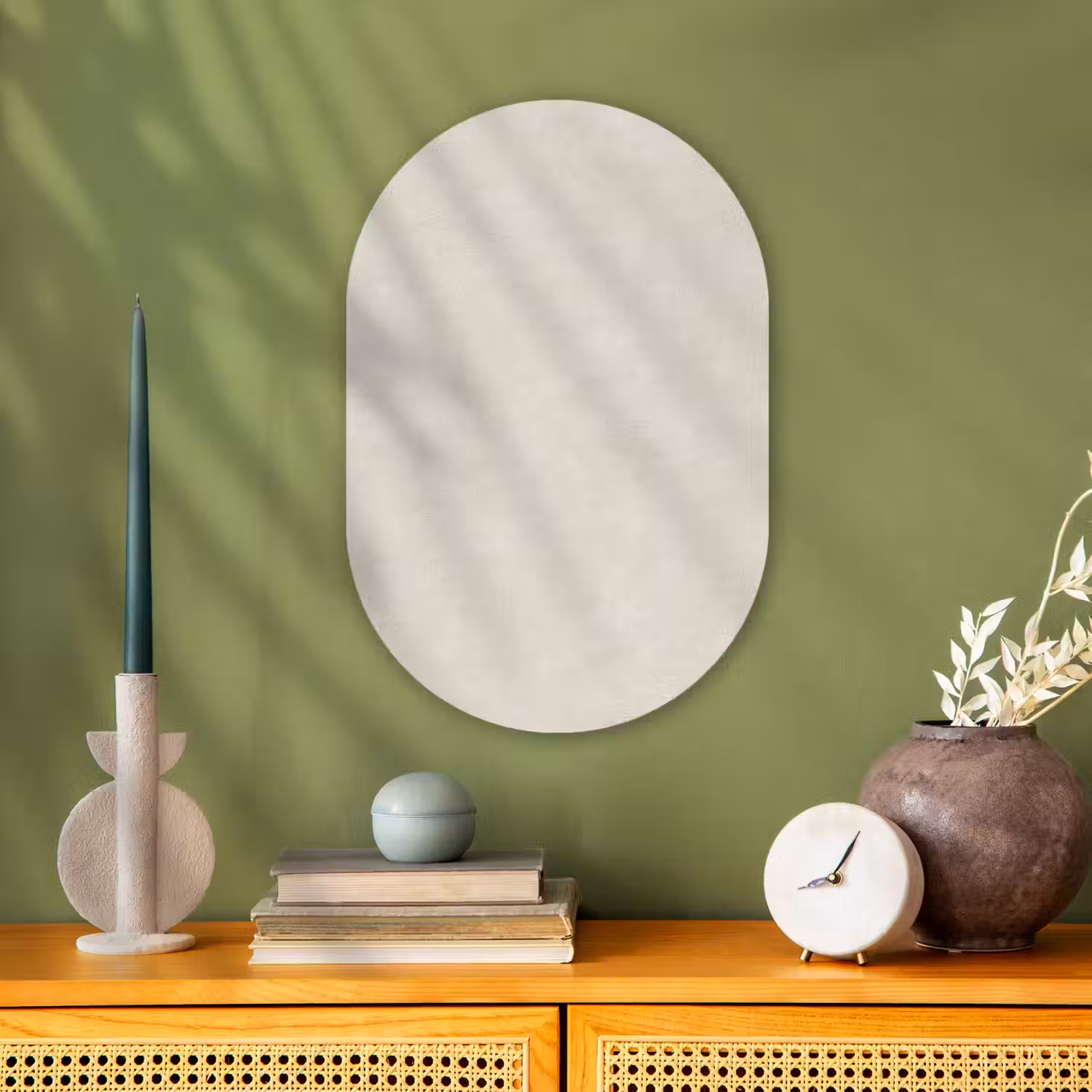Zandkleurig - Modern - Egaal Wandcirkel Ovaal Forex klein 630 -sfeer2