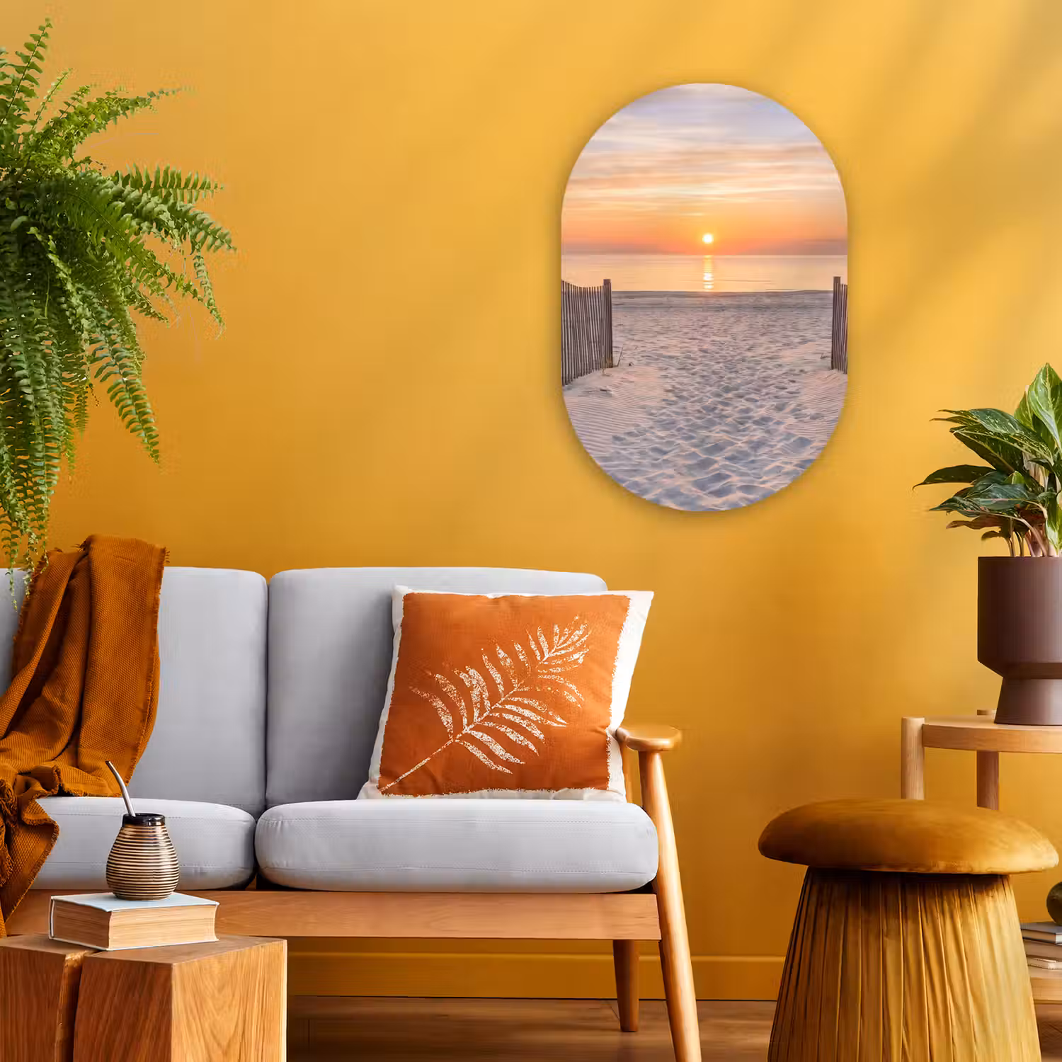 Zonsondergang - Strand - Zand Wandcirkel Ovaal Forex klein -sfeer4