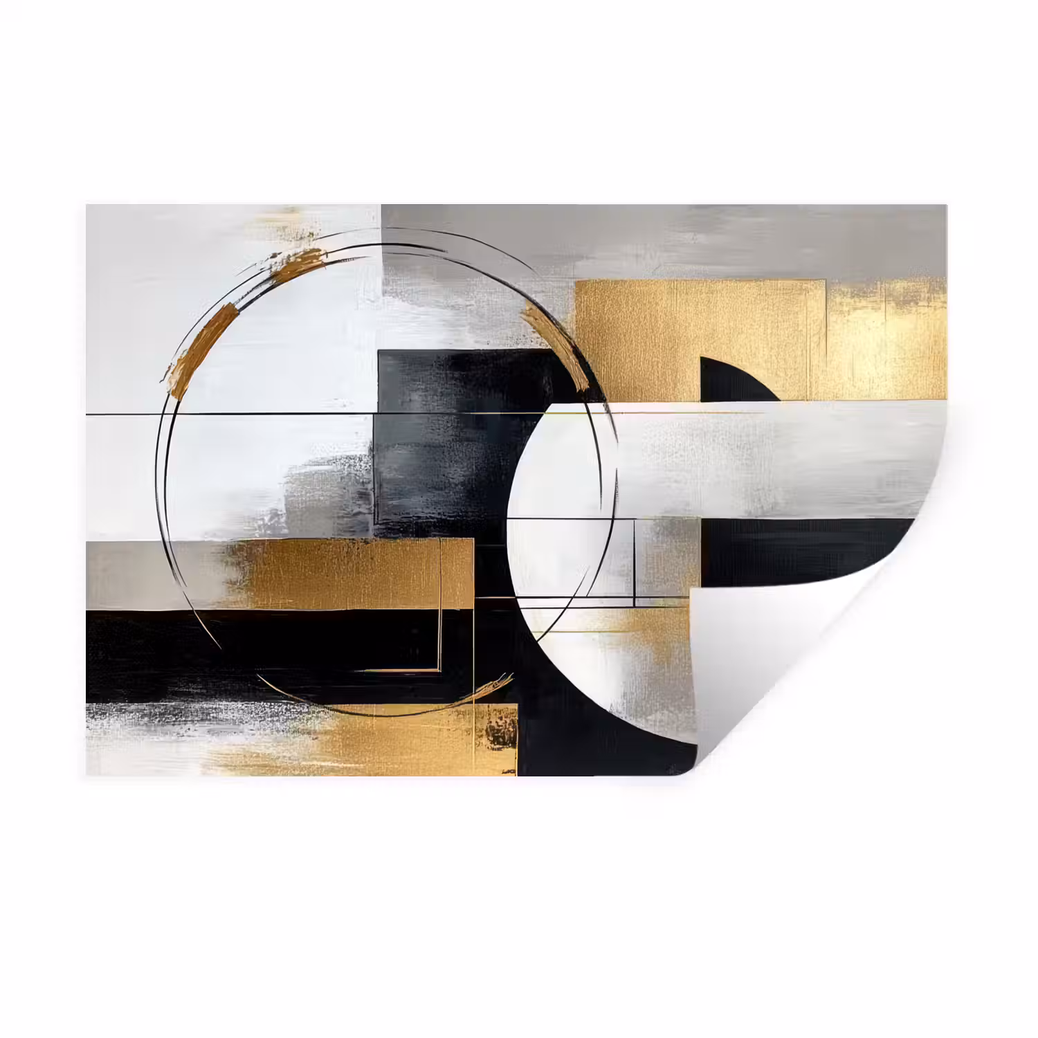 Abstract - Goud - Zilver - Vormen - Aesthetic Muursticker klein -3d