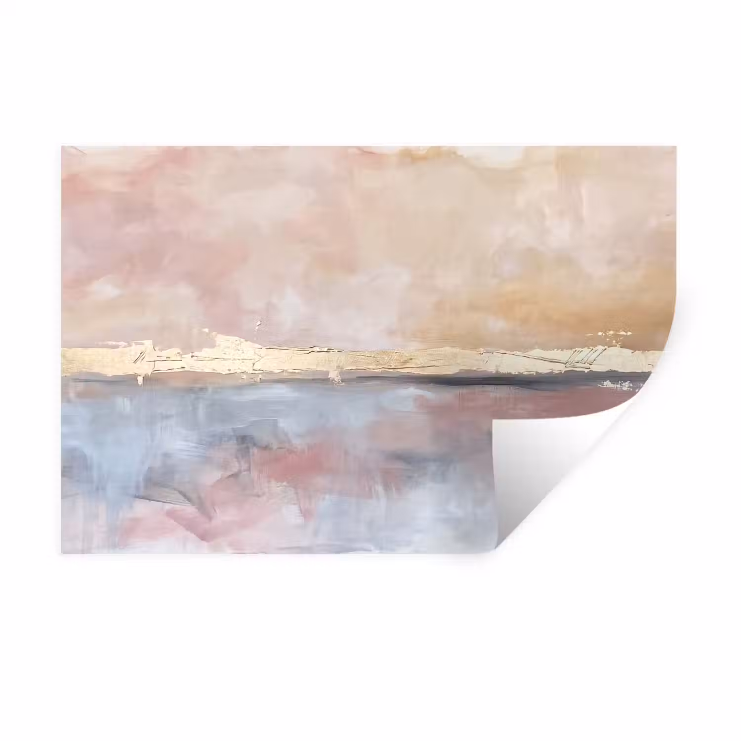 Abstract - Horizontaal - Kunst - Roze - Goud Muursticker klein -3d