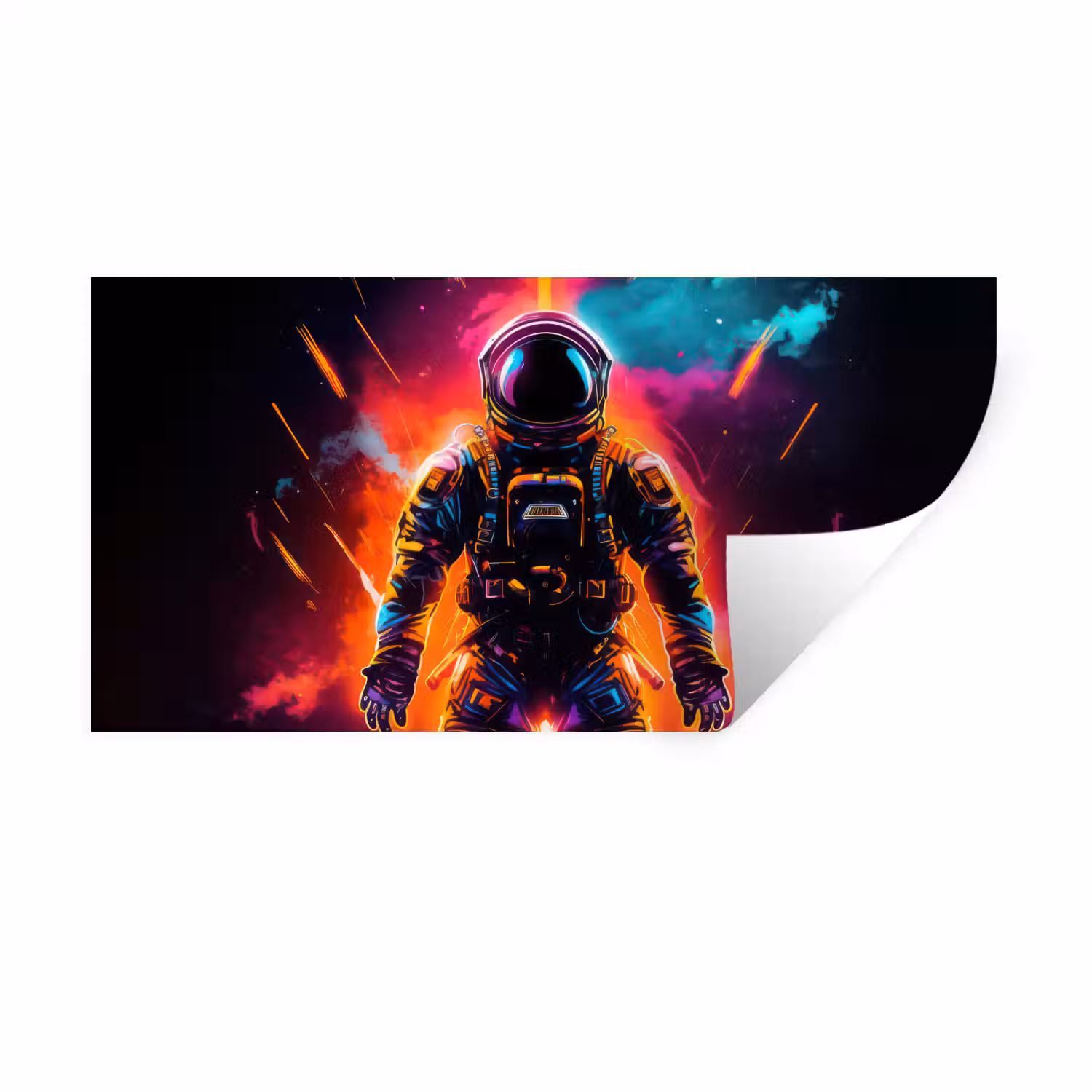 Astronaut - Neon - Gaming - Ruimte Muursticker klein -3d