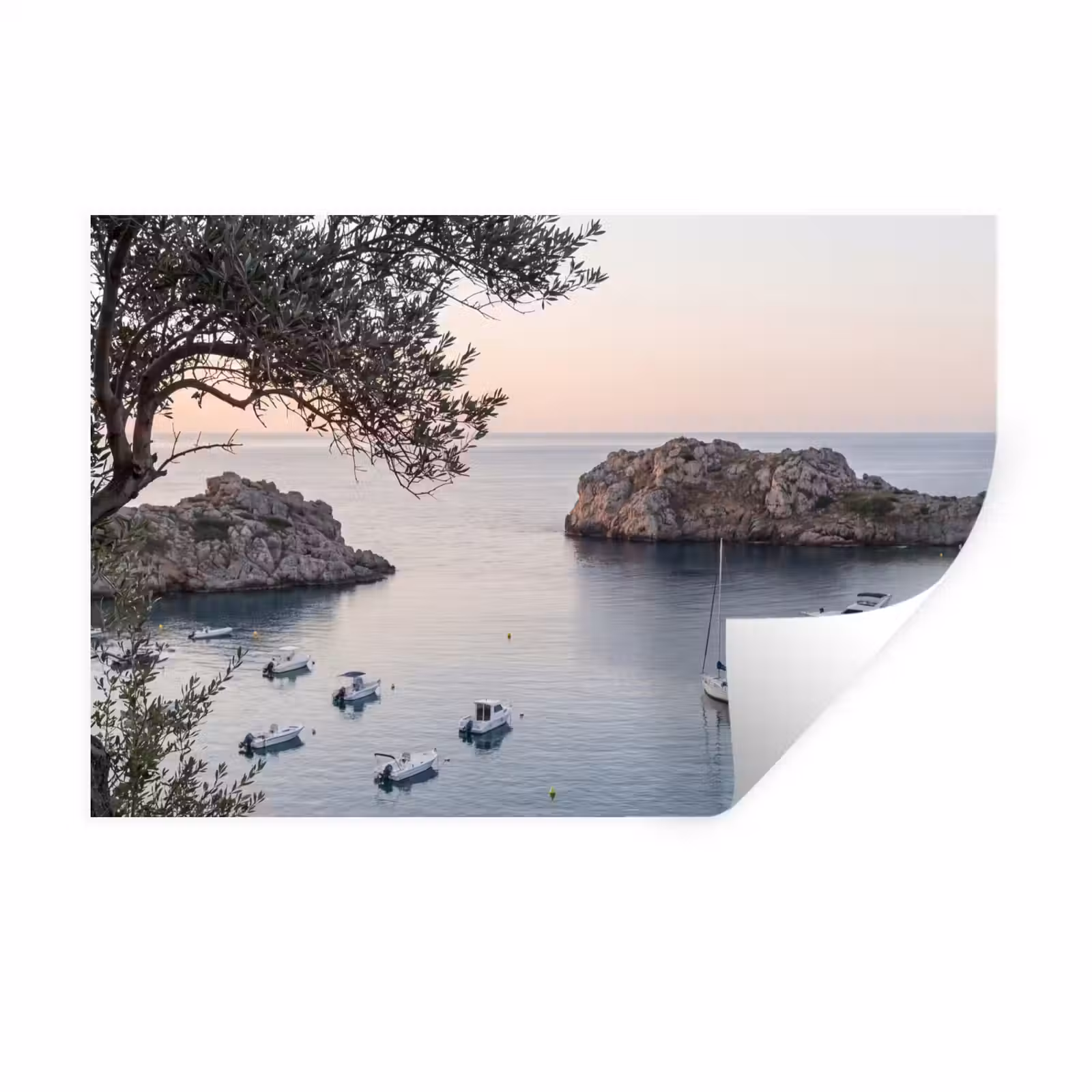 Muursticker - Baai - boten - zonsondergang - Baai - boten - zonsondergang Muursticker klein