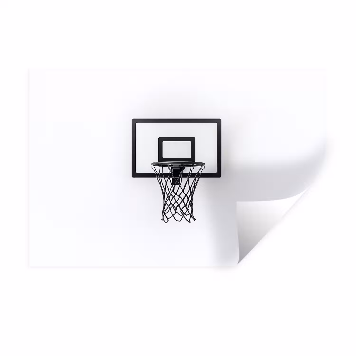 Basketbalbord - Minimalistisch - Zwart Muursticker klein -3d