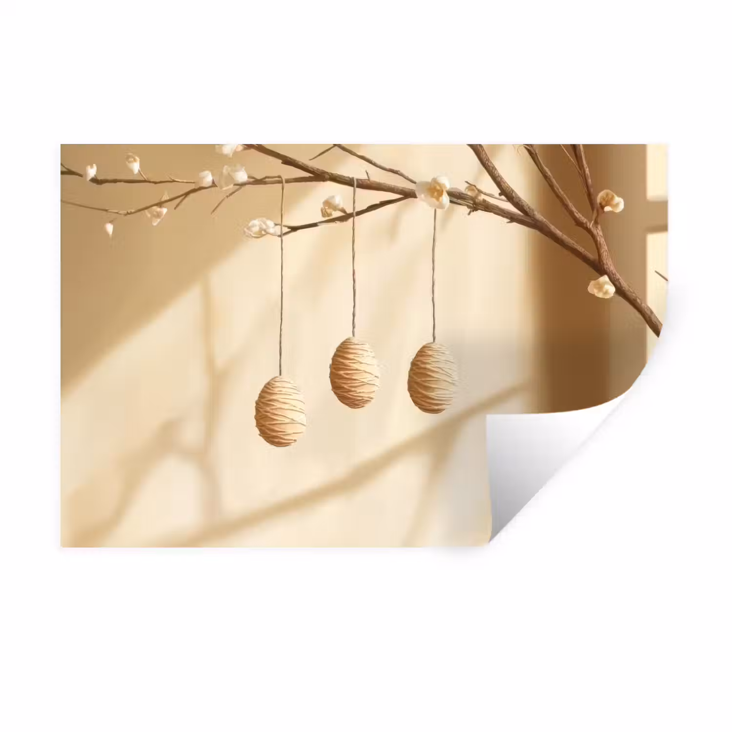 Beige - Paastak - Eieren Muursticker klein -3d