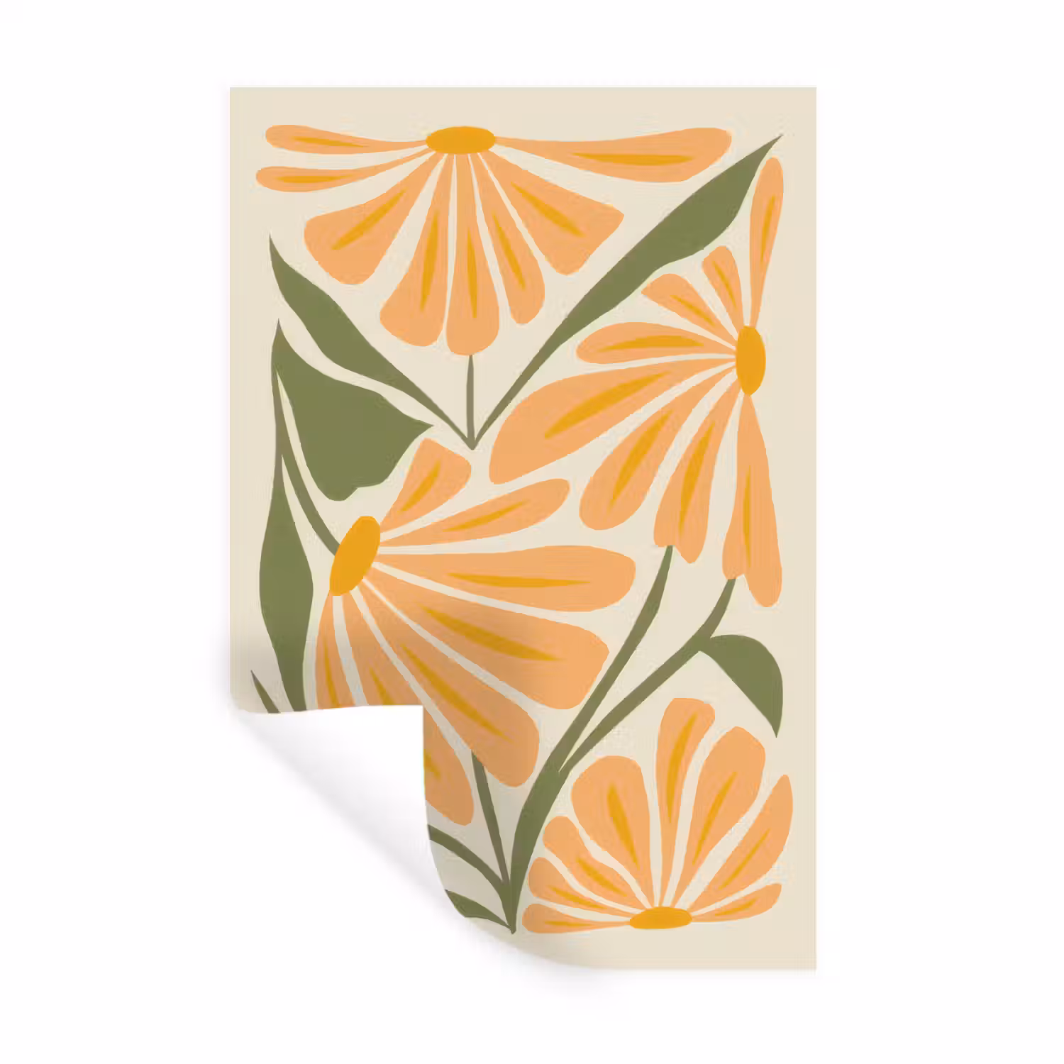 Blaadjes - Zachtoranje - Bloemen Muursticker klein -3d