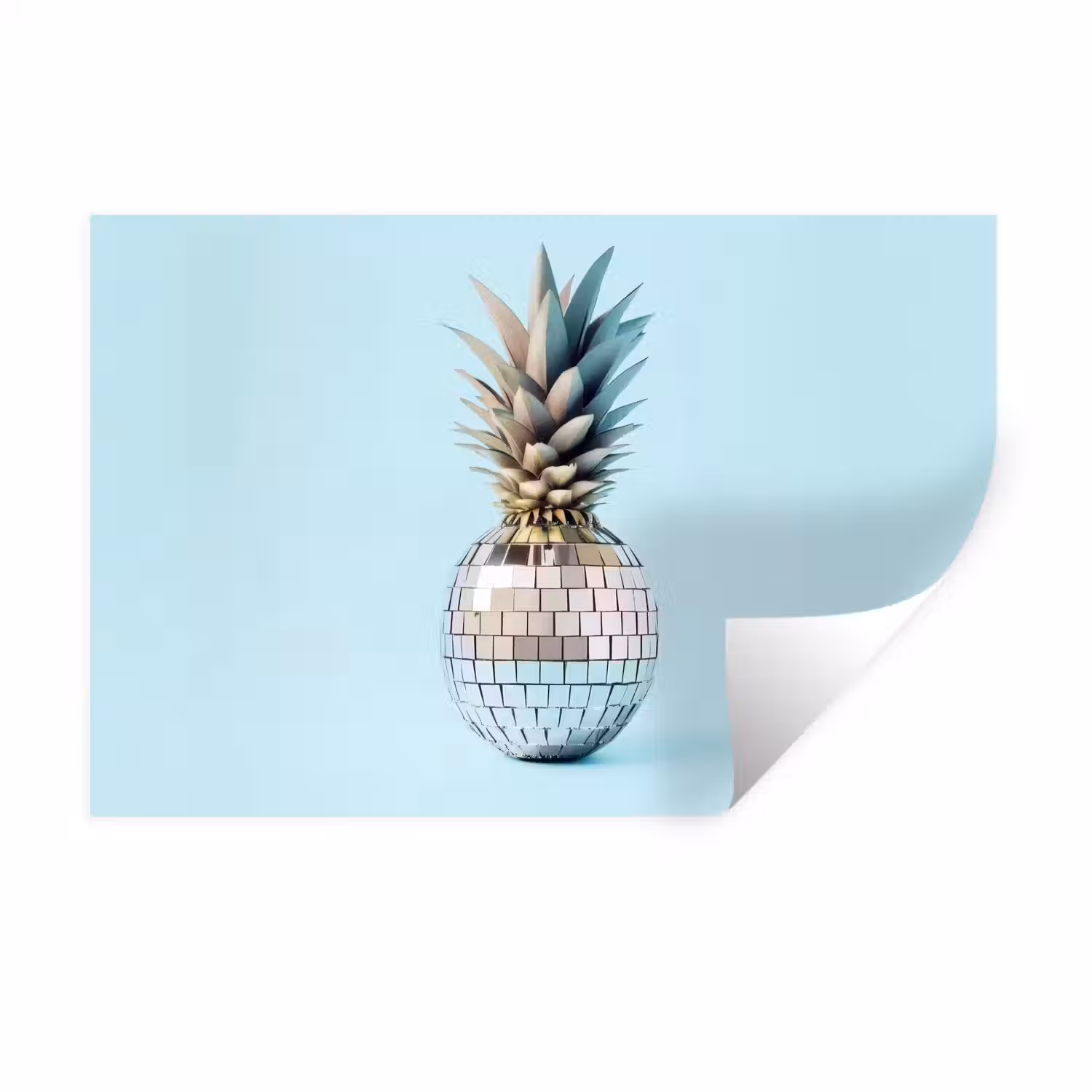 Blauw - Ananas - Disco - Discobal Muursticker klein -3d