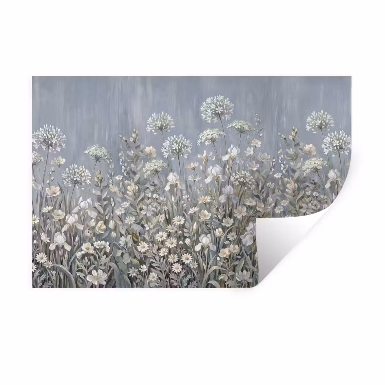 Bloemen - Botanisch - Blauw Muursticker klein -3d