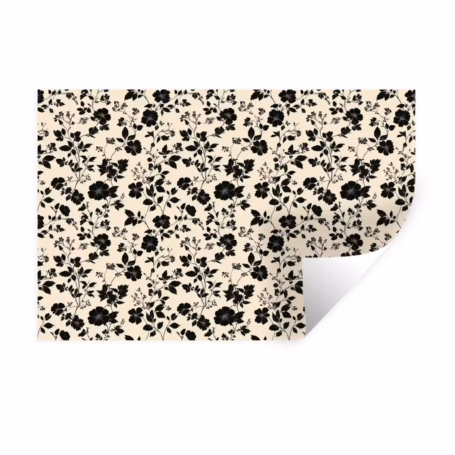 Bloemen - Dessin - Zwart Muursticker klein 286 -3d