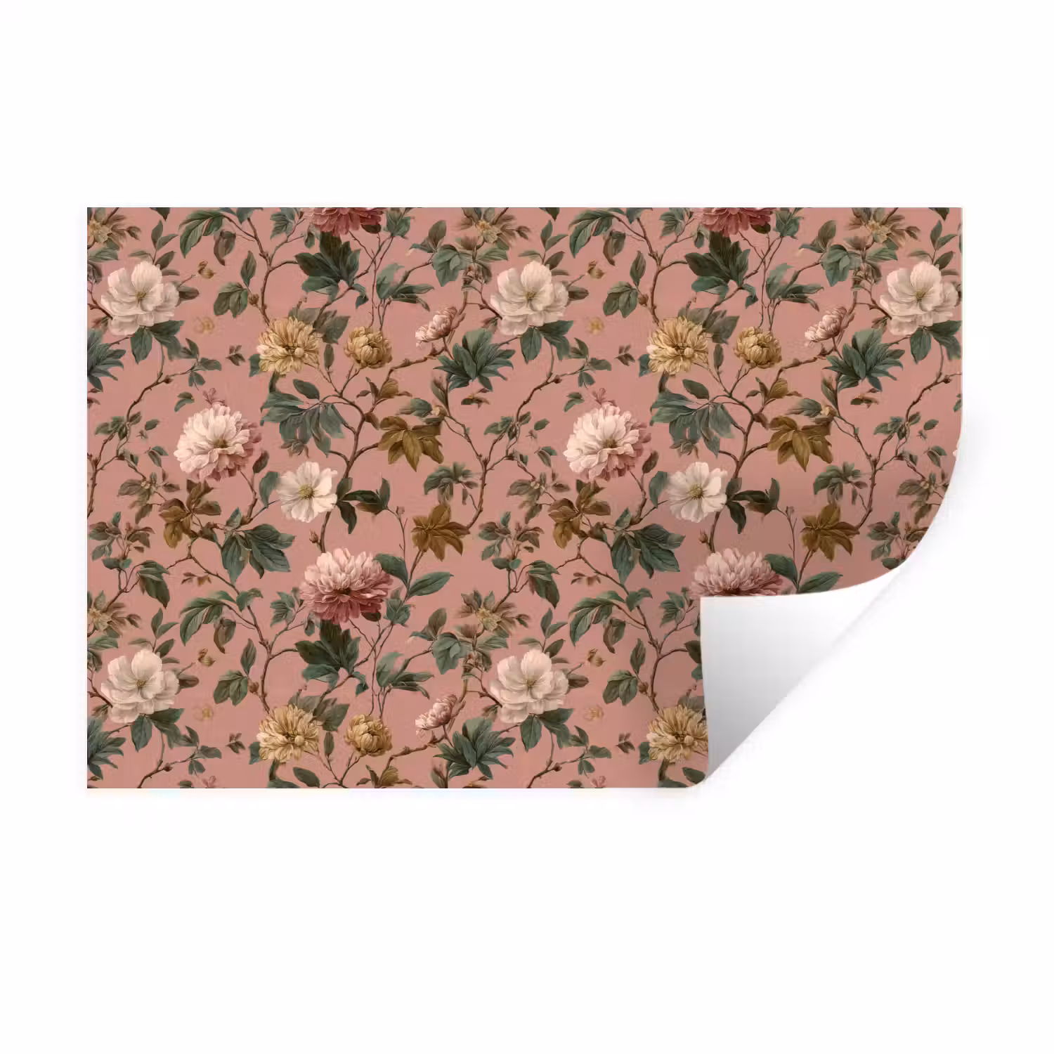 Bloemen - Klassiek - Roze Muursticker klein 286 -3d