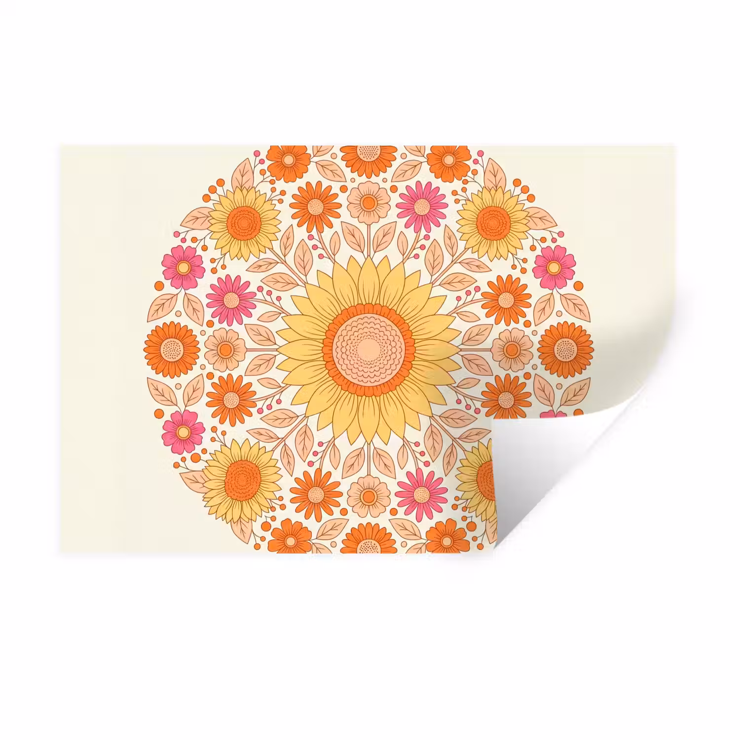 Bloemen - Mandala - Patroon - Kleurrijk Muursticker klein -3d