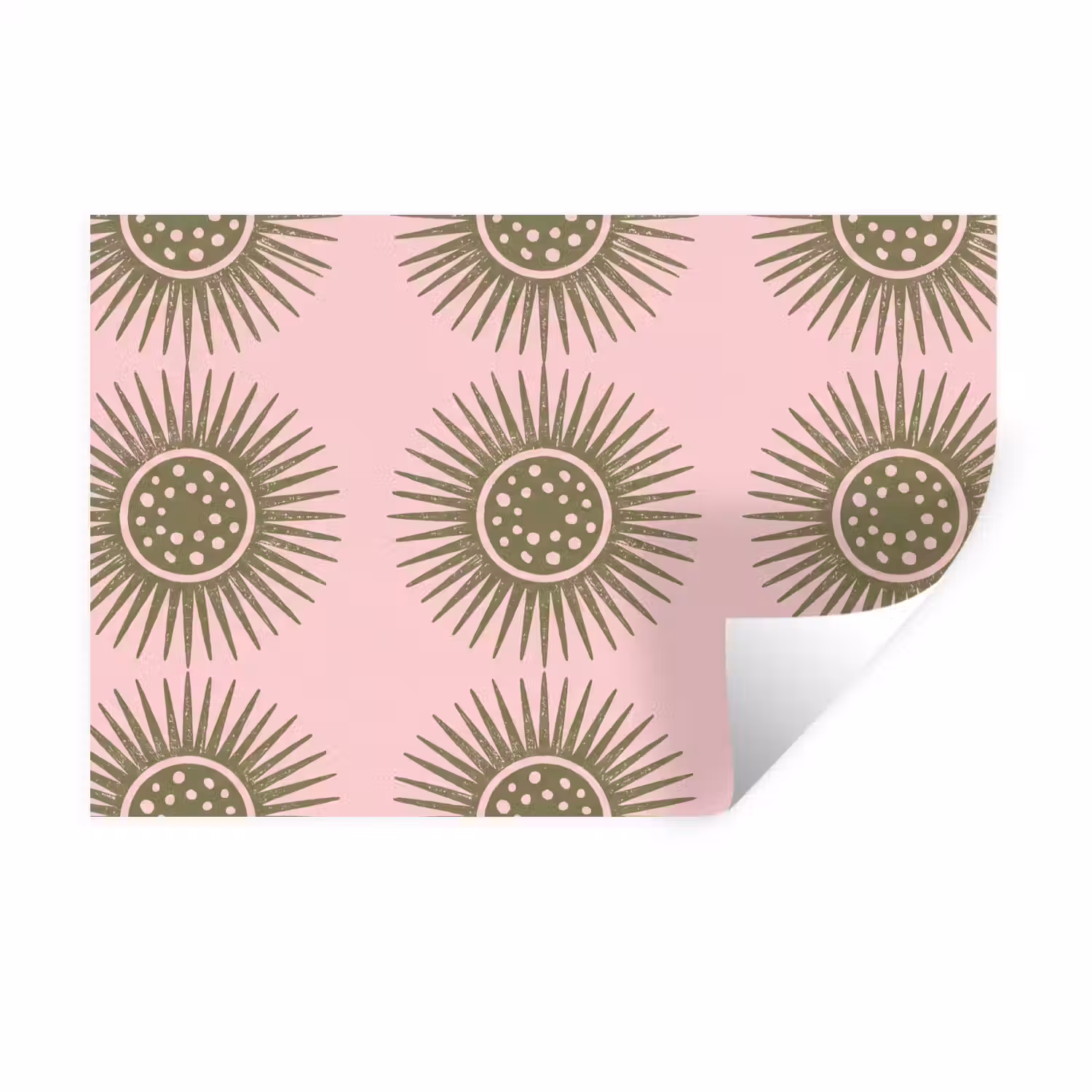 Bloemen - Patroon - Abstract - Roze - Groen Muursticker klein -3d