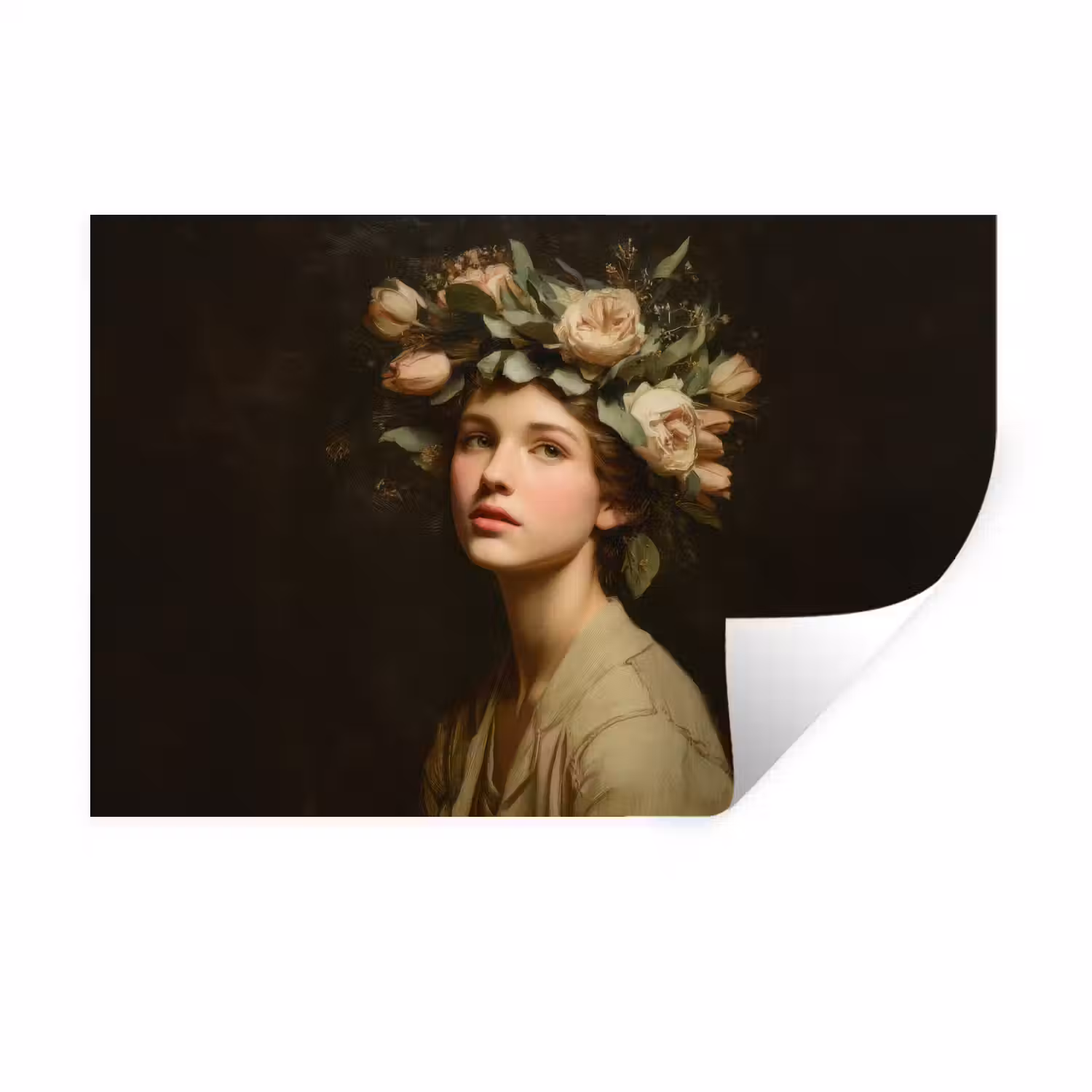 Bloemenstilte - Vrouw - Portret Muursticker klein -3d
