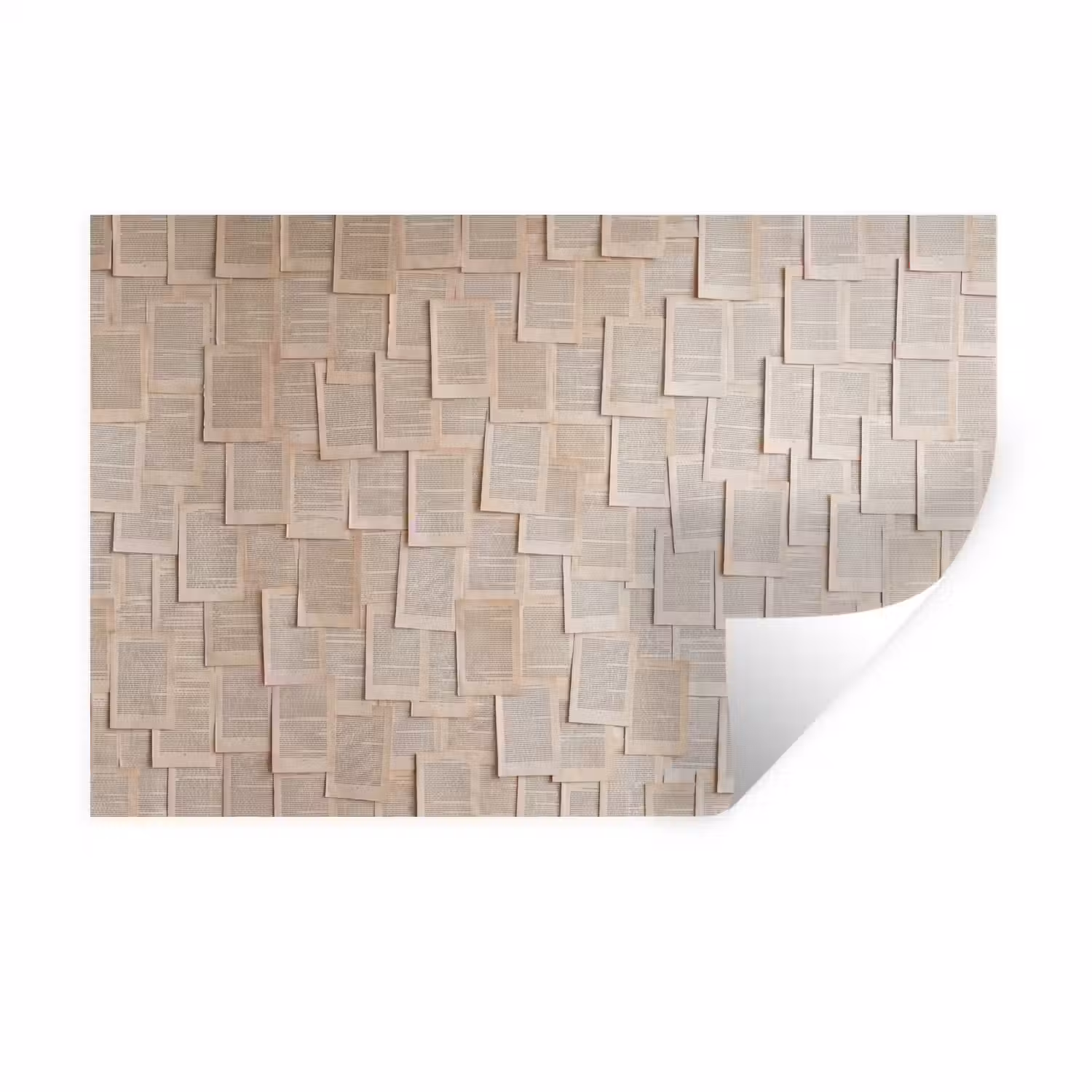 Boekpagina - Collage - Literatuur - Vintage - Beige Muursticker klein -3d