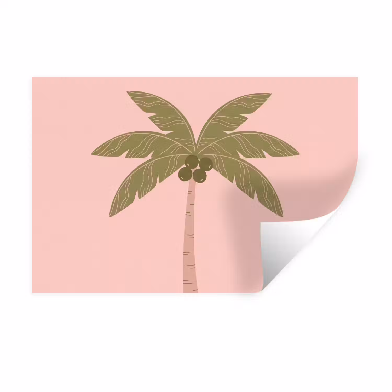 Boom - Palm - Natuur - Illustratie - Roze Muursticker klein -3d