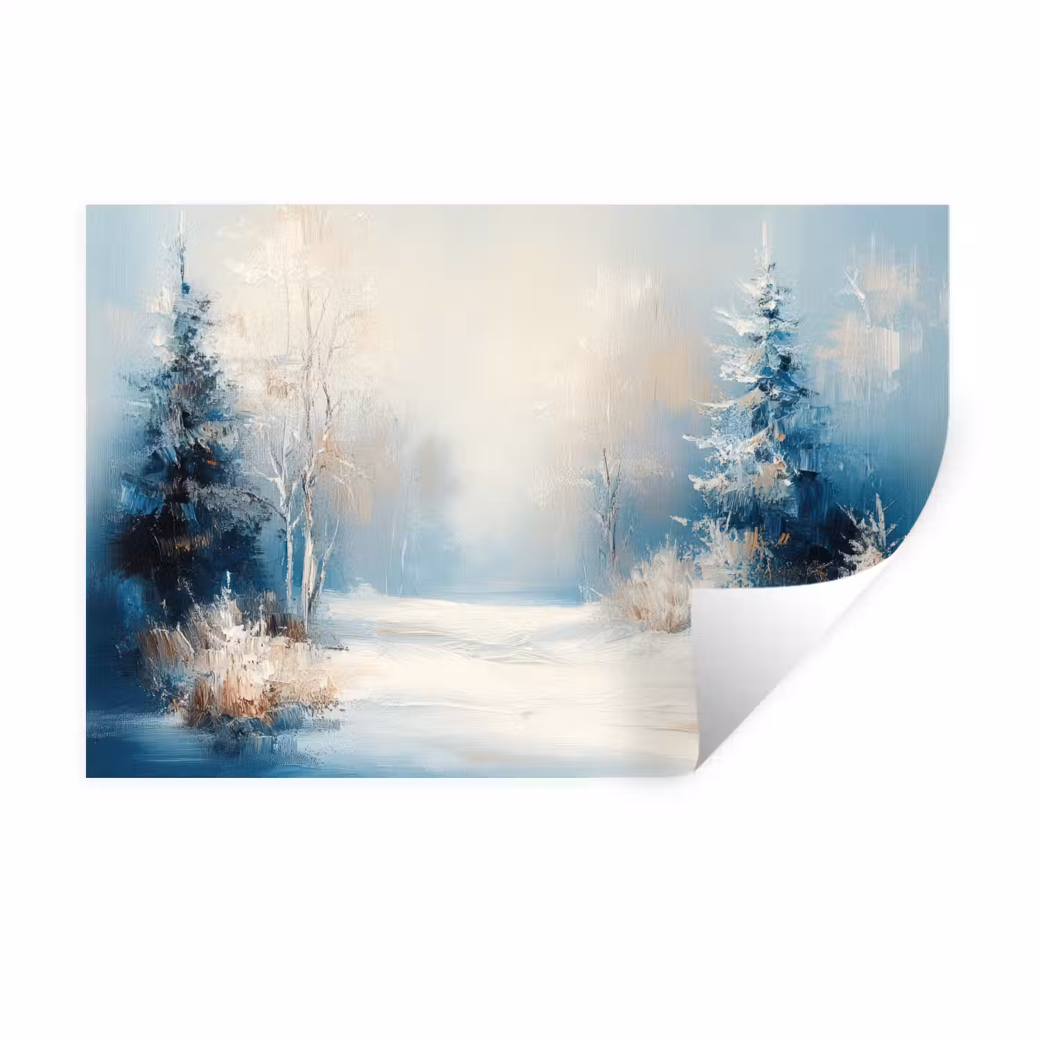 Bos - Winter - Natuur - Abstract - Sneeuw Muursticker klein -3d