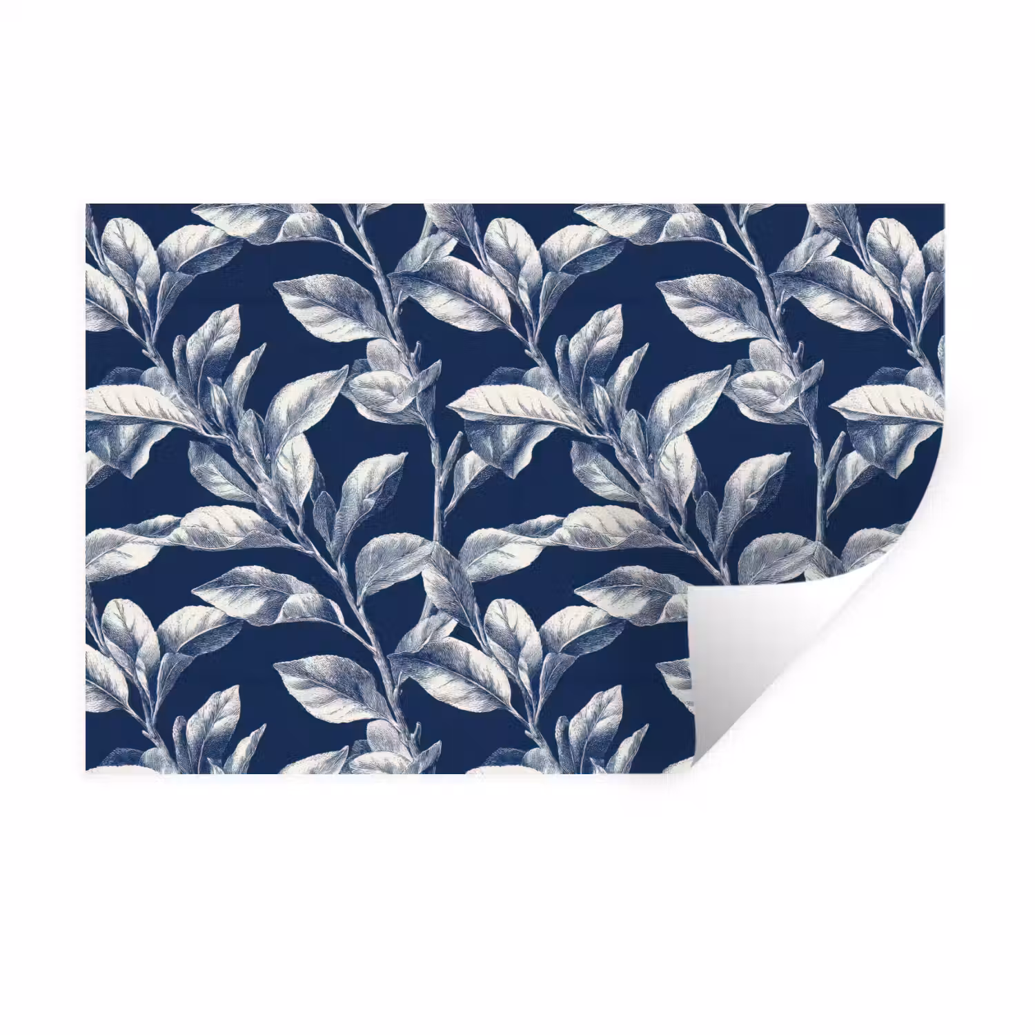 Botanisch - Patroon - Blauw Muursticker klein 286 -3d