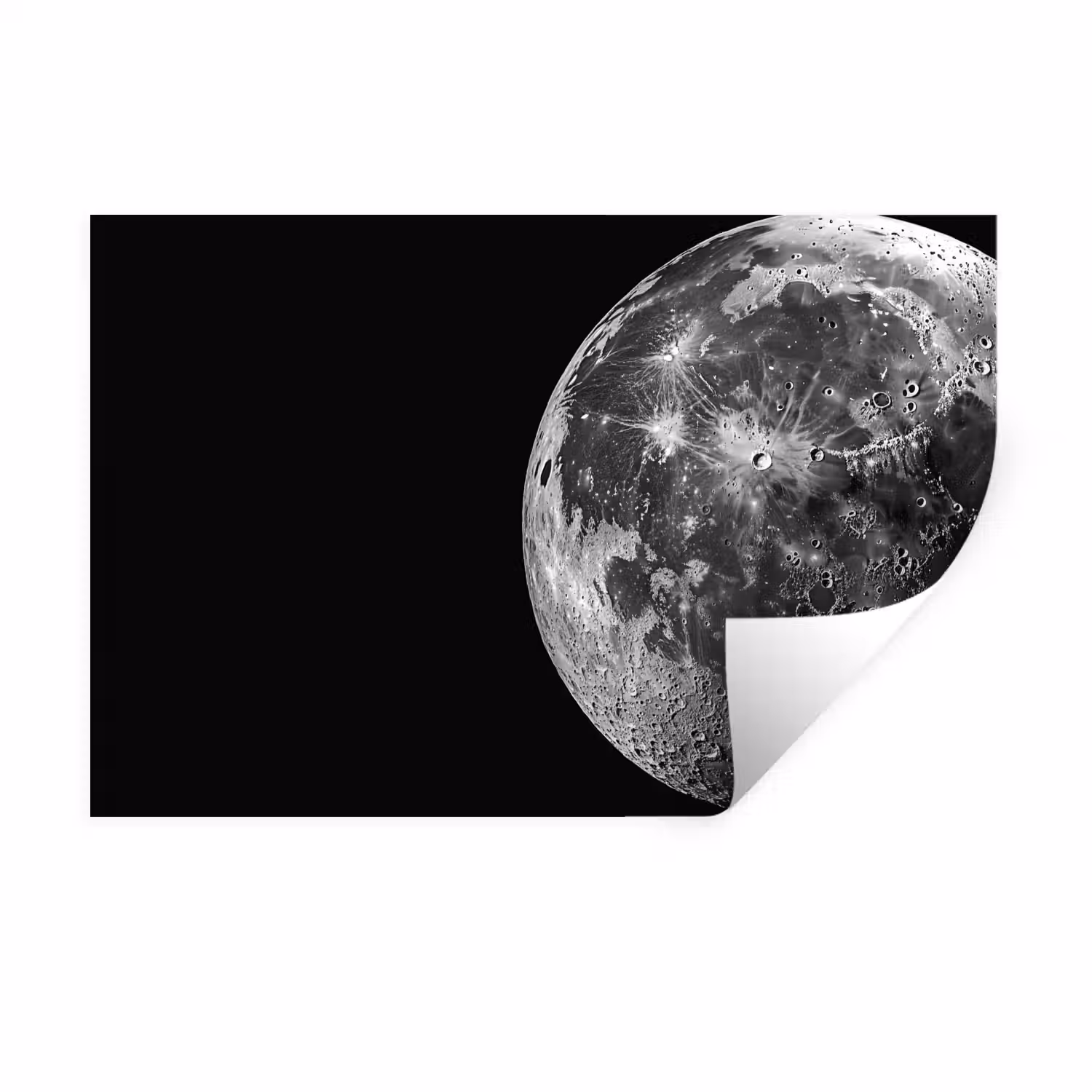 Close-up - Maan - Wit - Textuur Muursticker klein -3d