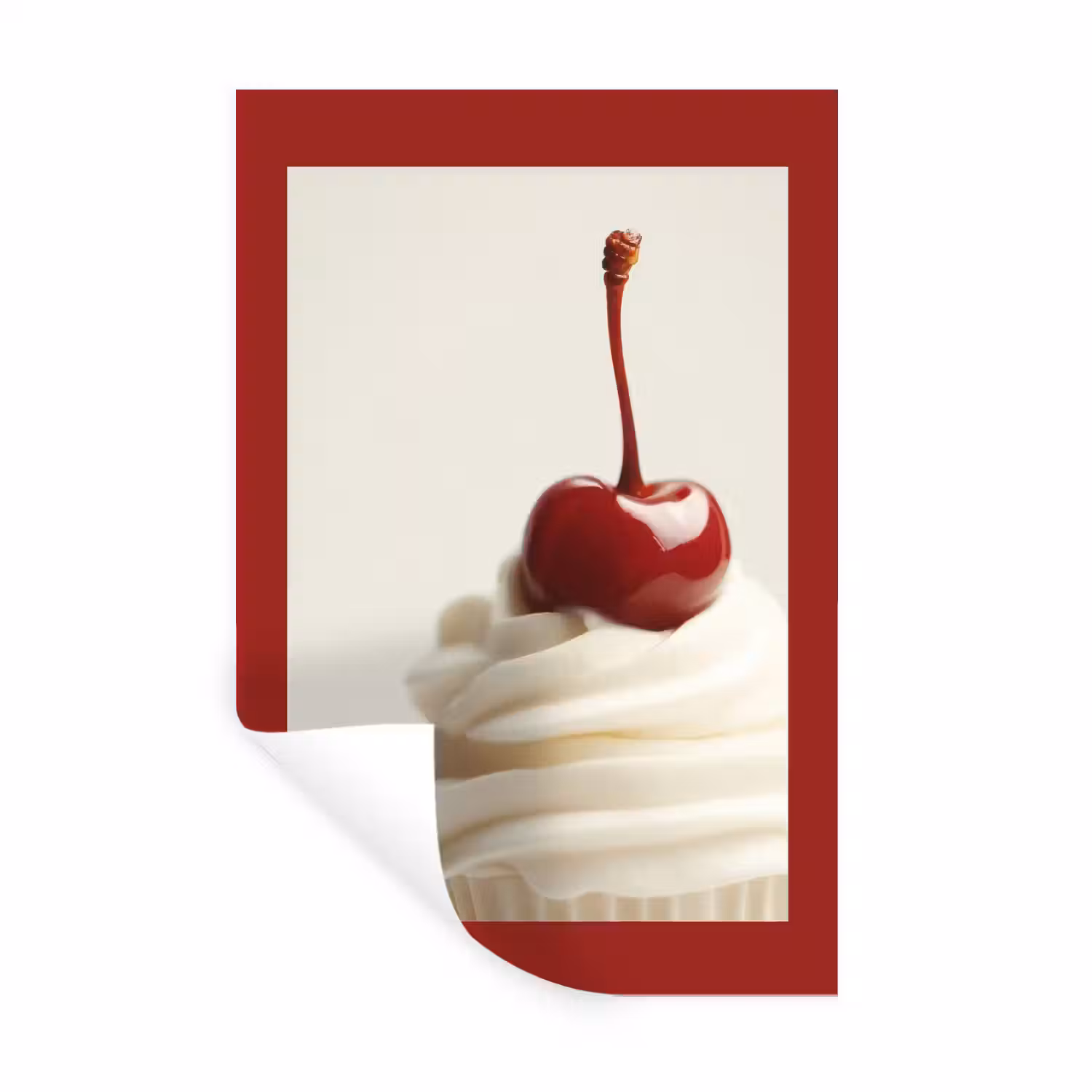 Cupcake - Kers - Rood Muursticker klein -3d