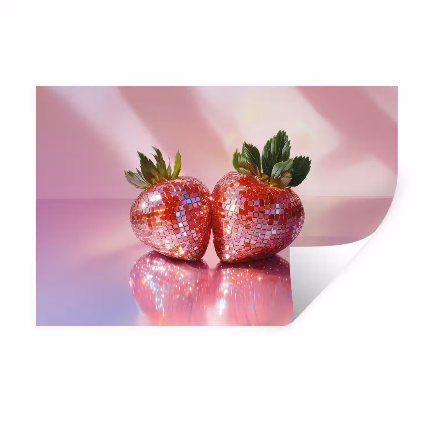 Disco - Fruit - Glitter - Strawberry Muursticker klein -3d