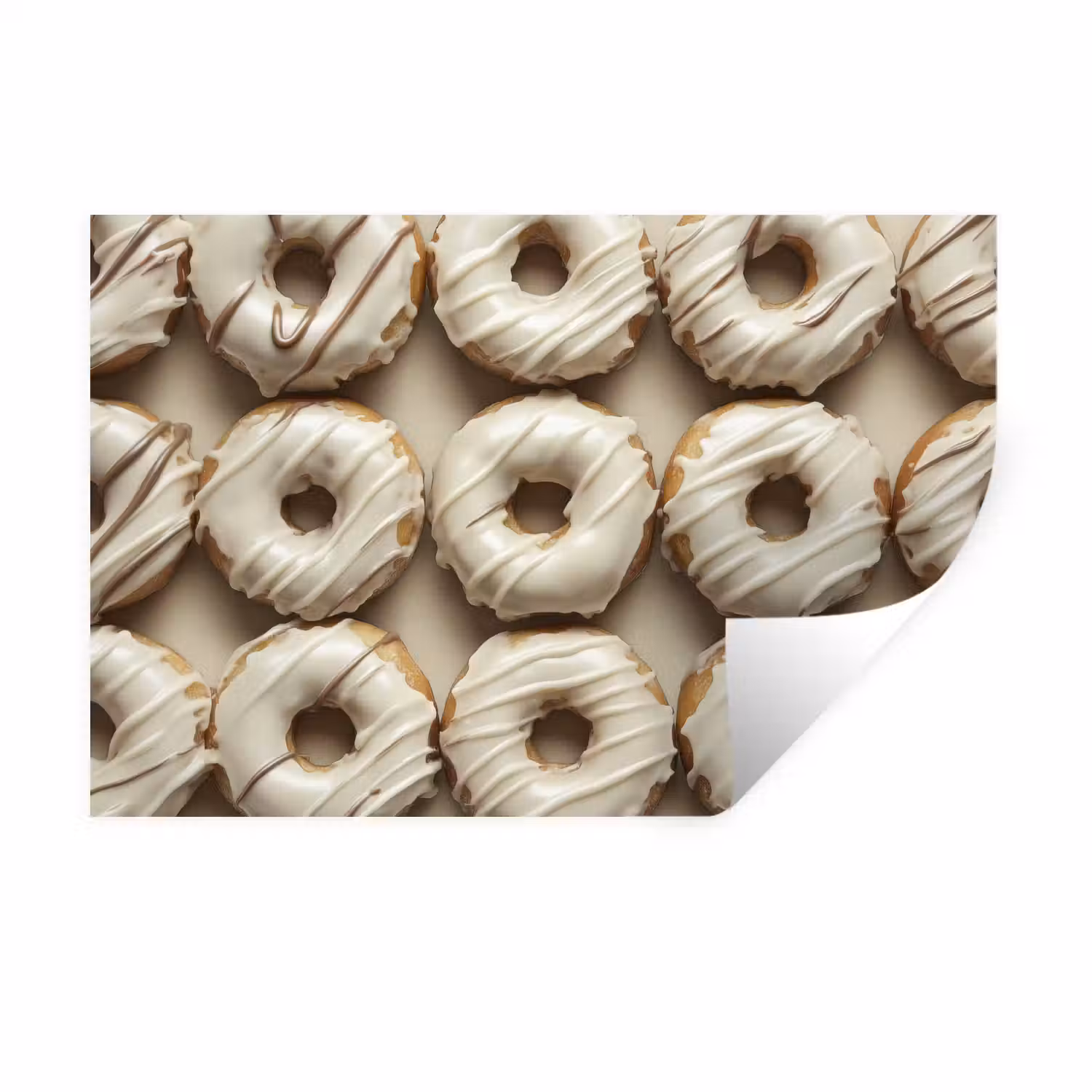 Donuts - Chocolade - Wit - Beige Muursticker klein -3d