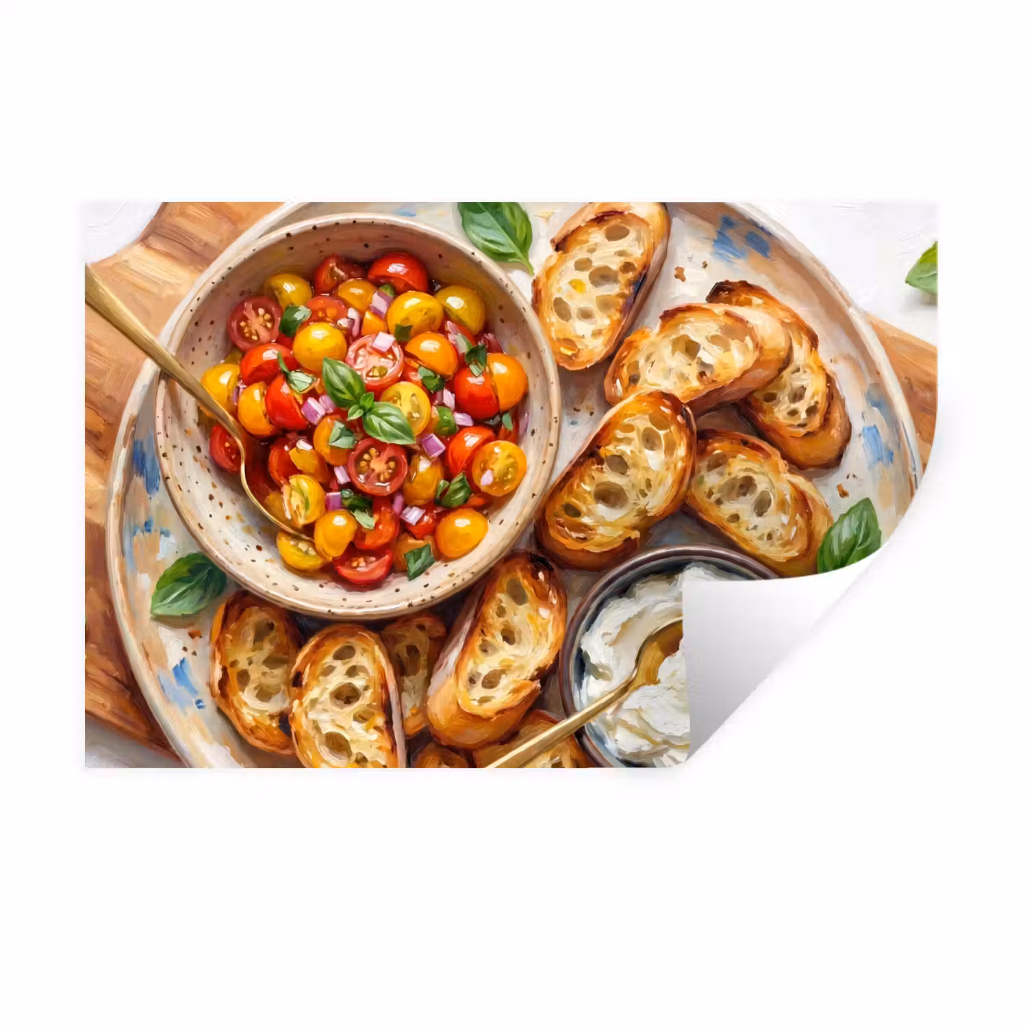 Eten - Tomaat - Brood - Kleurrijk - Keuken Muursticker klein -3d