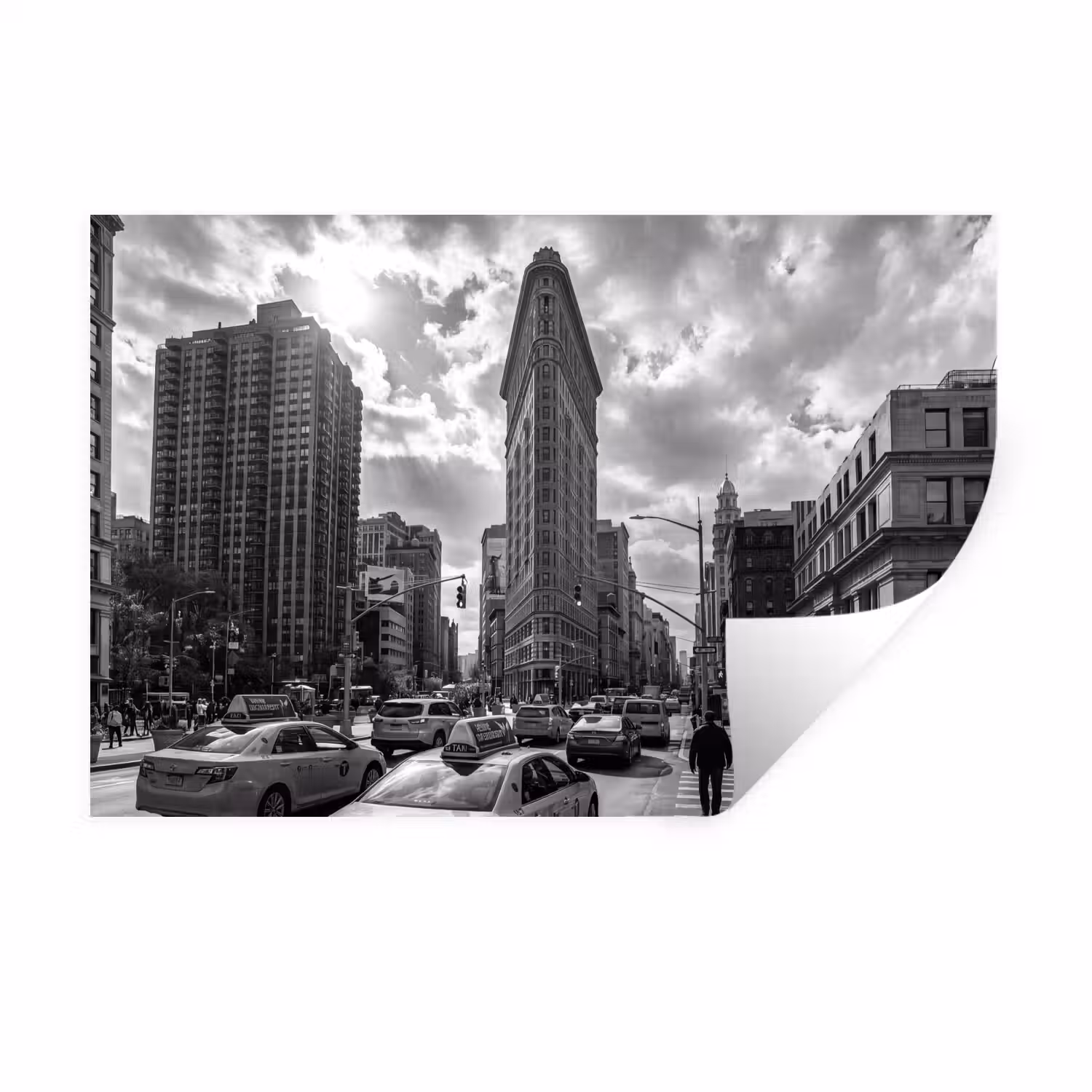 Gebouw - Hoogbouw - Stad - Architectuur - Zwart-wit Muursticker klein -3d