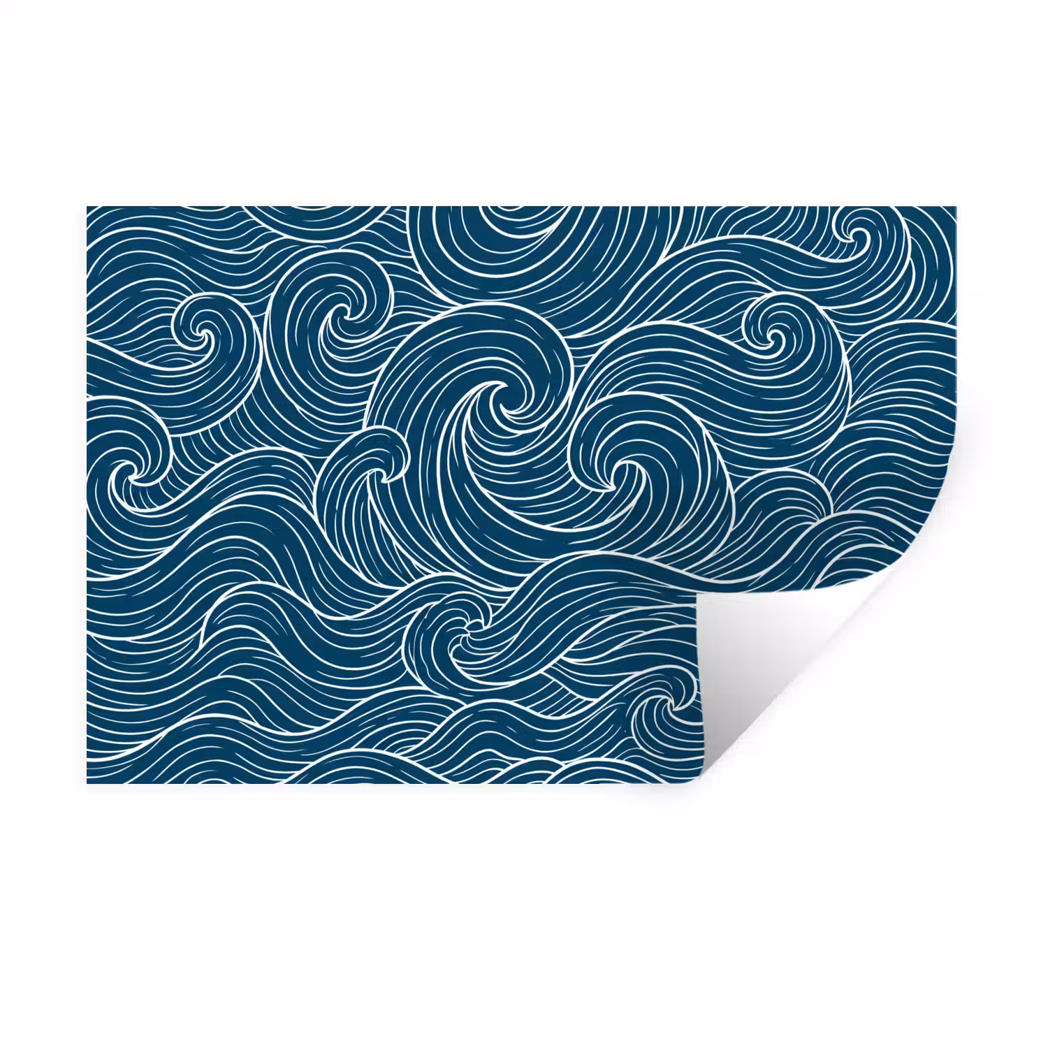 Golven - Spiraal - Water - Abstract - Blauw Muursticker klein -3d