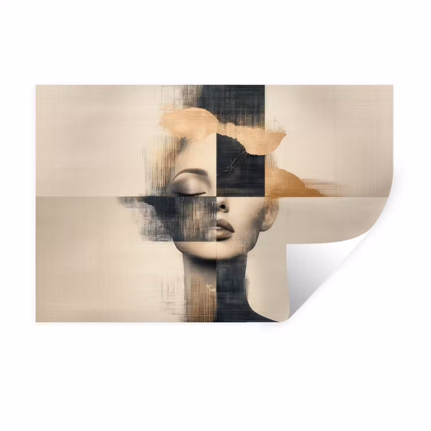Goud - Vrouw - Rechthoeken Muursticker klein -3d