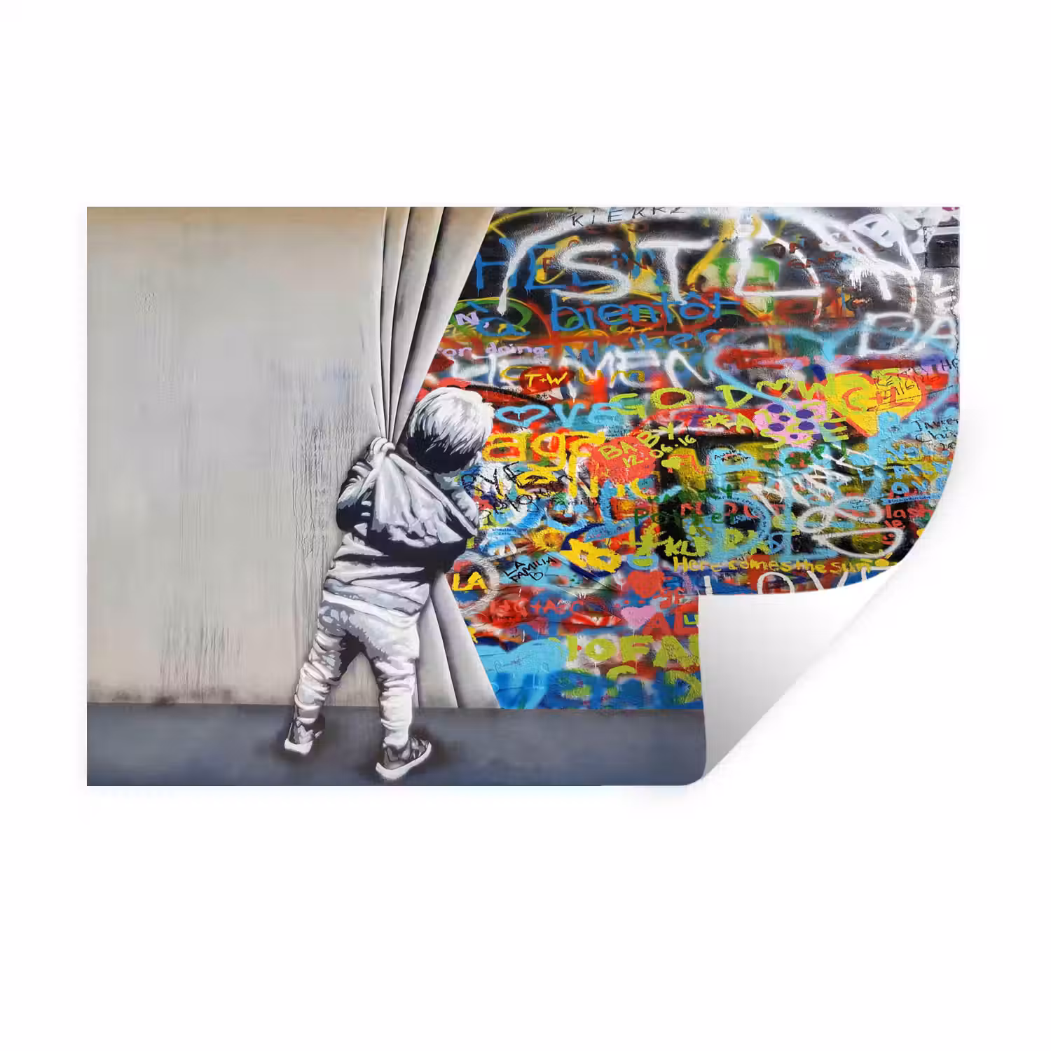 Graffiti - Illusie - Jongen - Street art Muursticker klein -3d