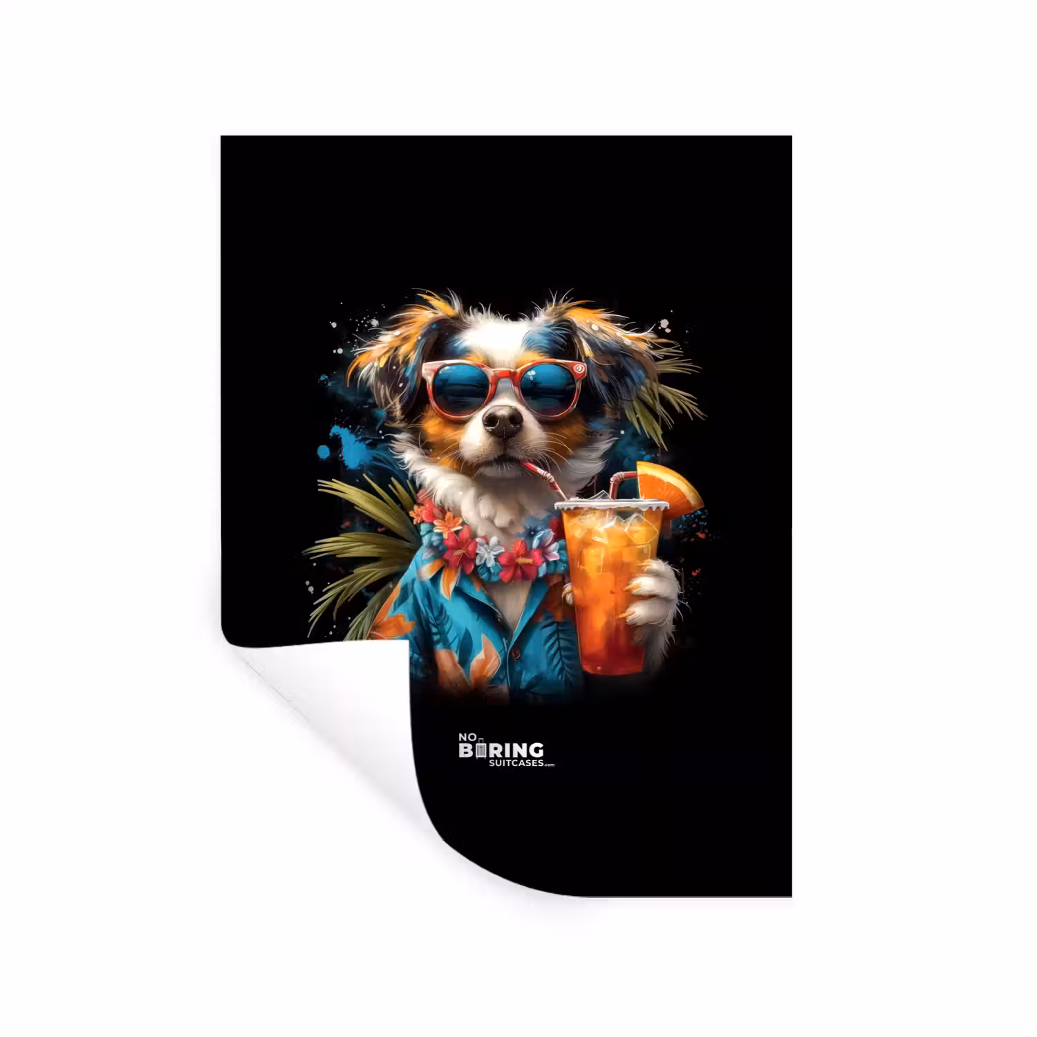 Hond in tropische sferen Muursticker klein -3d