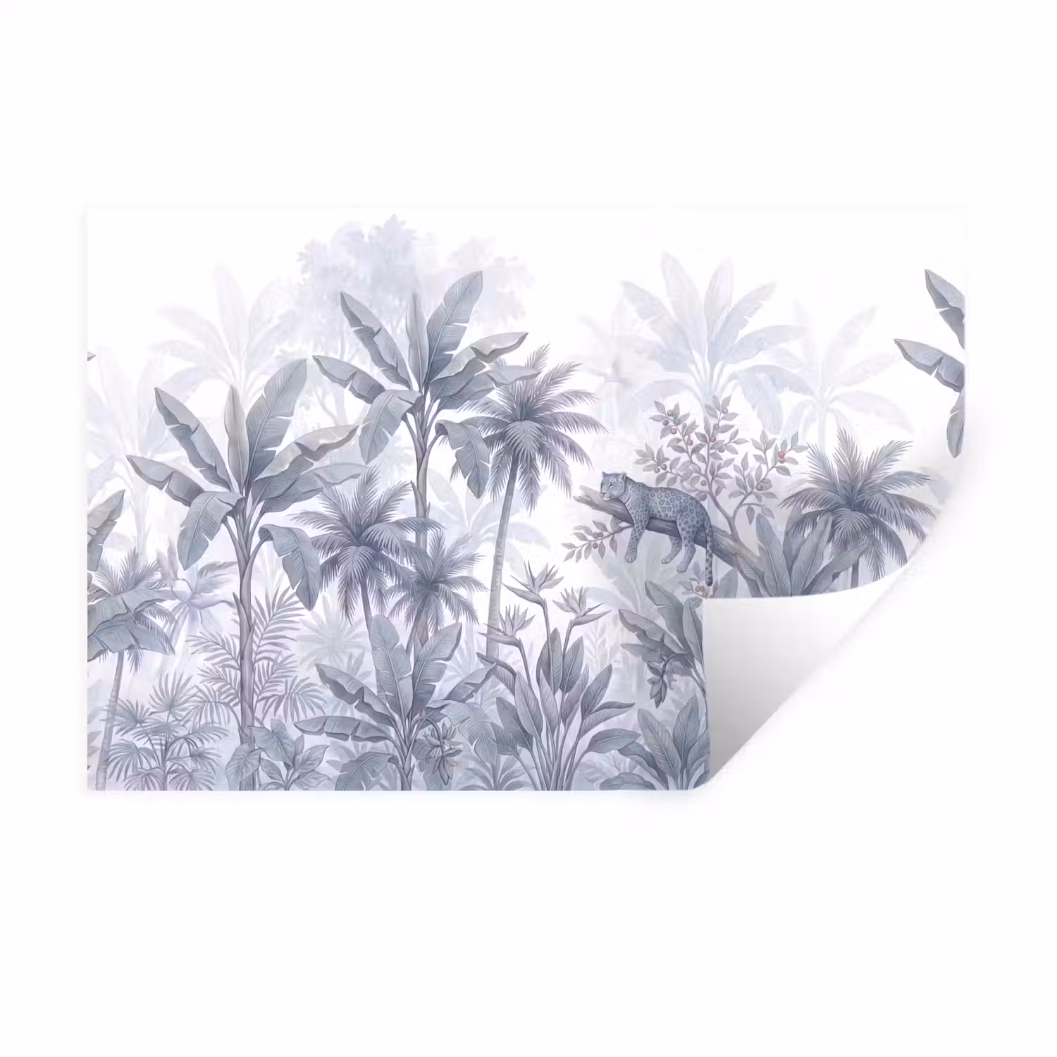 Kat - Tropisch bos - Modern - Grijs Muursticker klein -3d