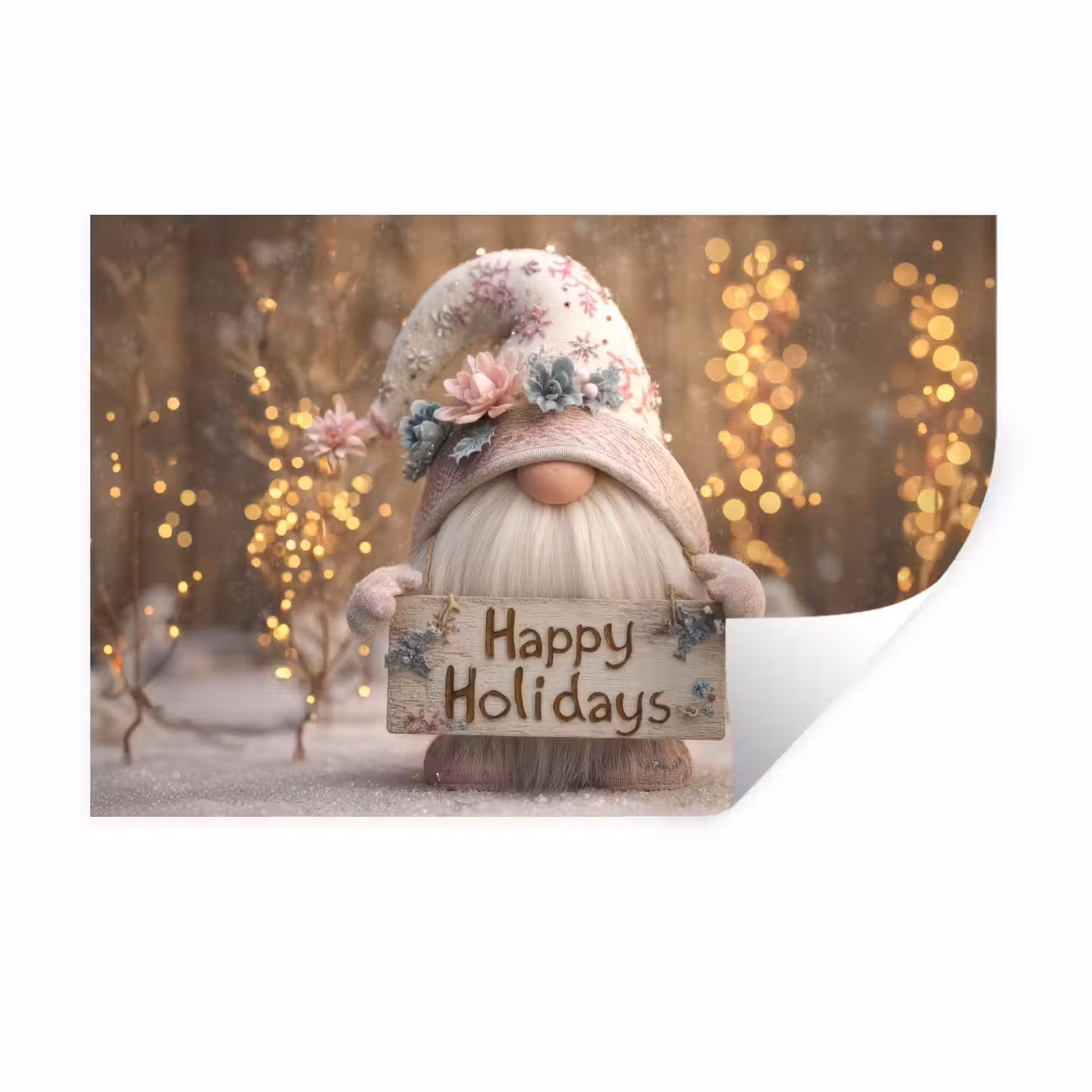 Kerst - Gnome - Bord - Kleurrijk Muursticker klein -3d
