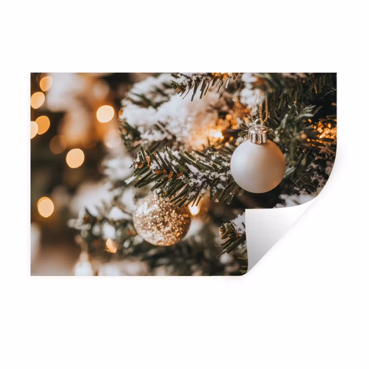 Kerst - Kerstboom - Winter - Binnen - Sneeuw Muursticker klein -3d