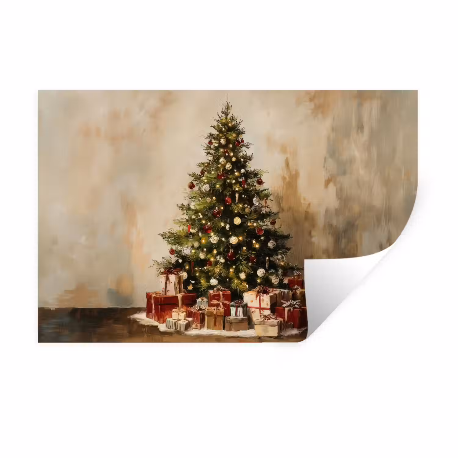 Kerstboom - Versierd - Kleurrijk Muursticker klein -3d