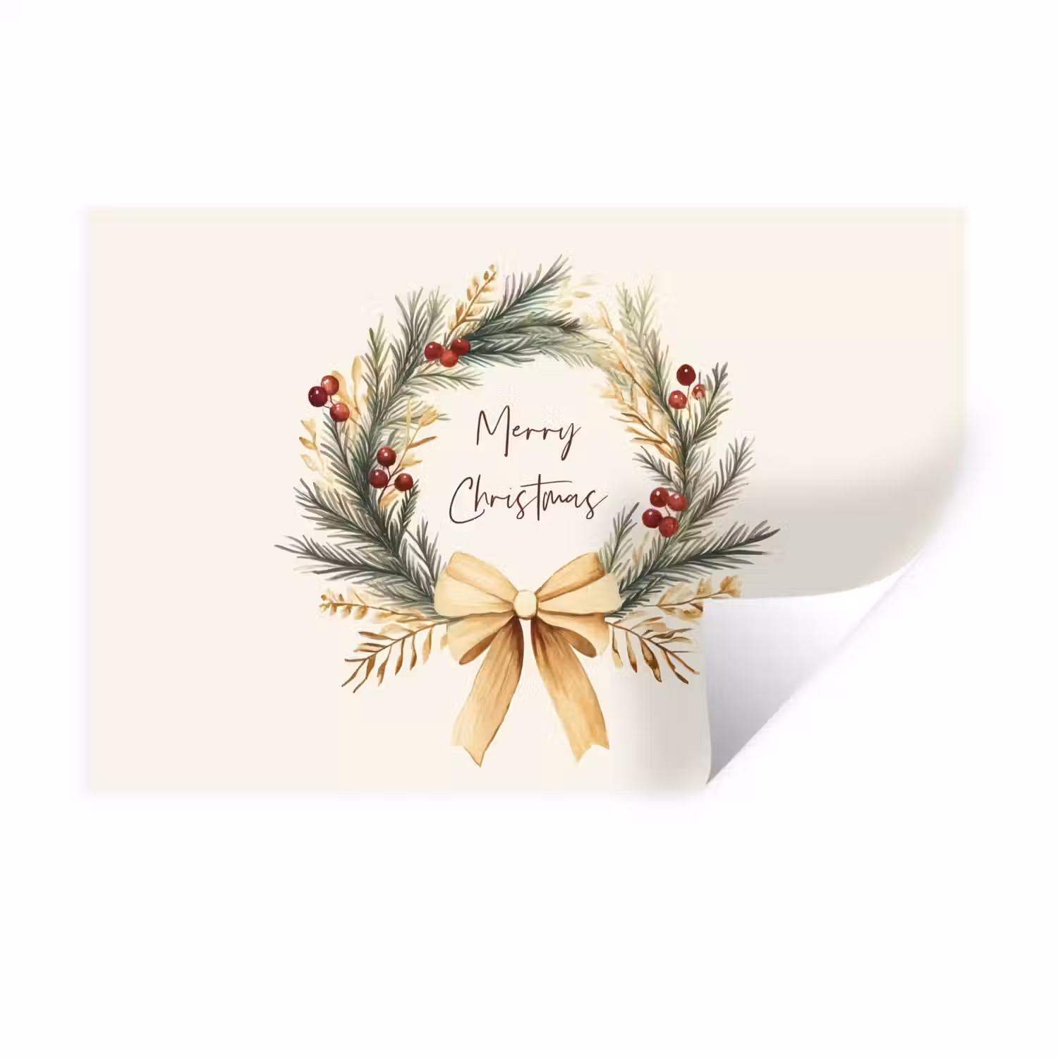 Kerstkrans - Kerst - Goud - Beige Muursticker klein -3d