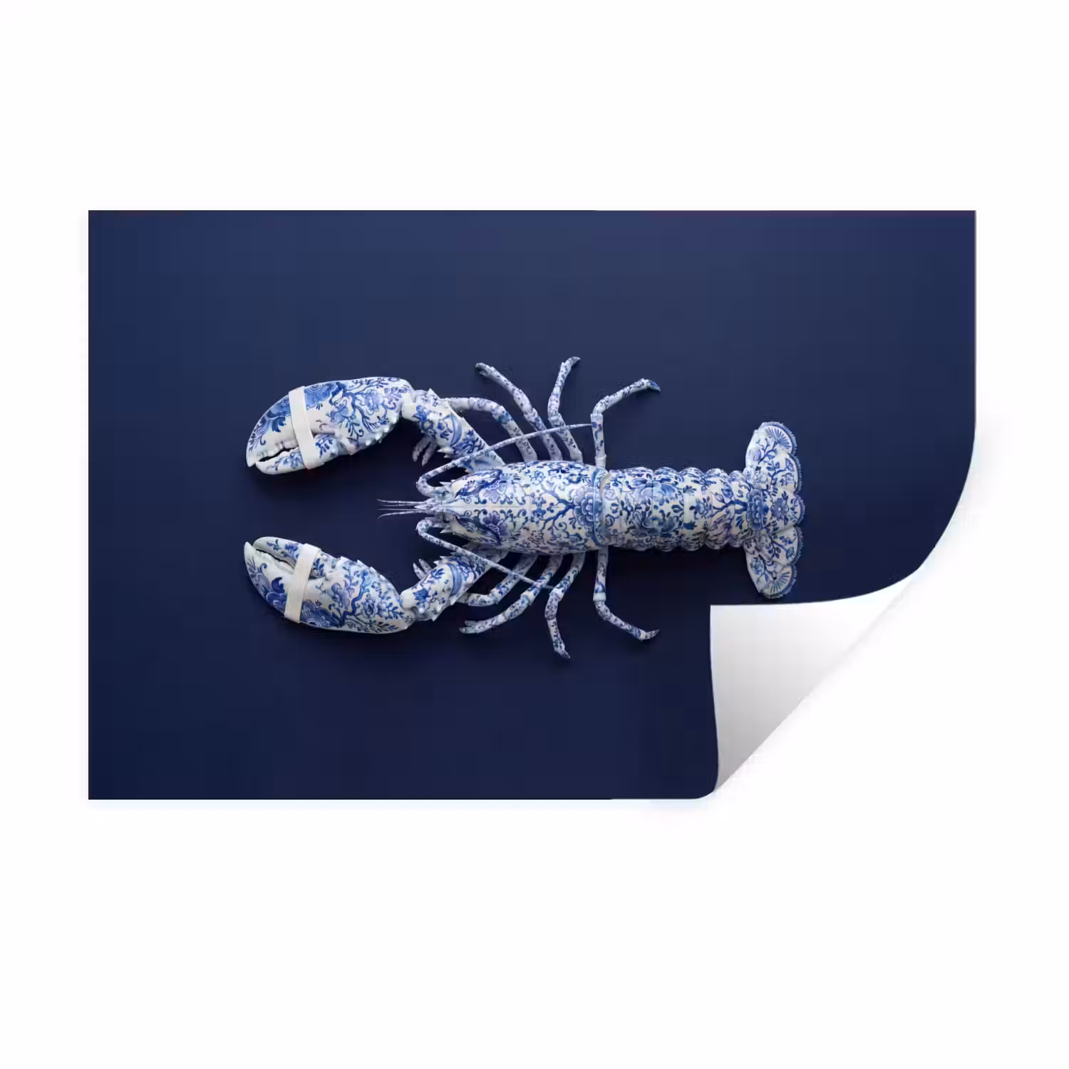 Kreeft - Porselein - Delfts - Blauw Muursticker klein -3d